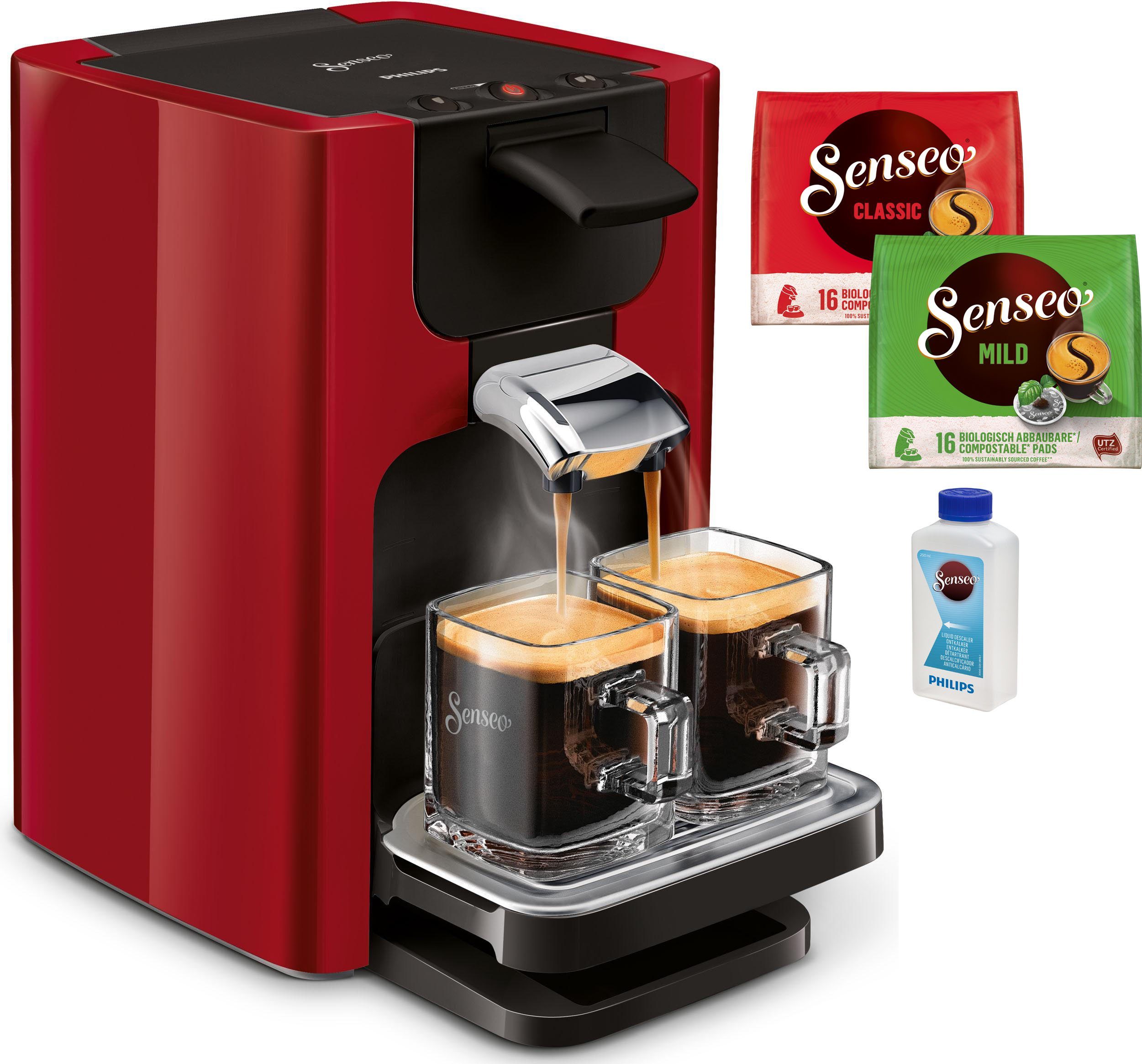 Kaffeepadmaschine SENSEO® Quadrante HD7865/80, inkl. Gratis-Zugaben im Wert  von € 23,90 UVP