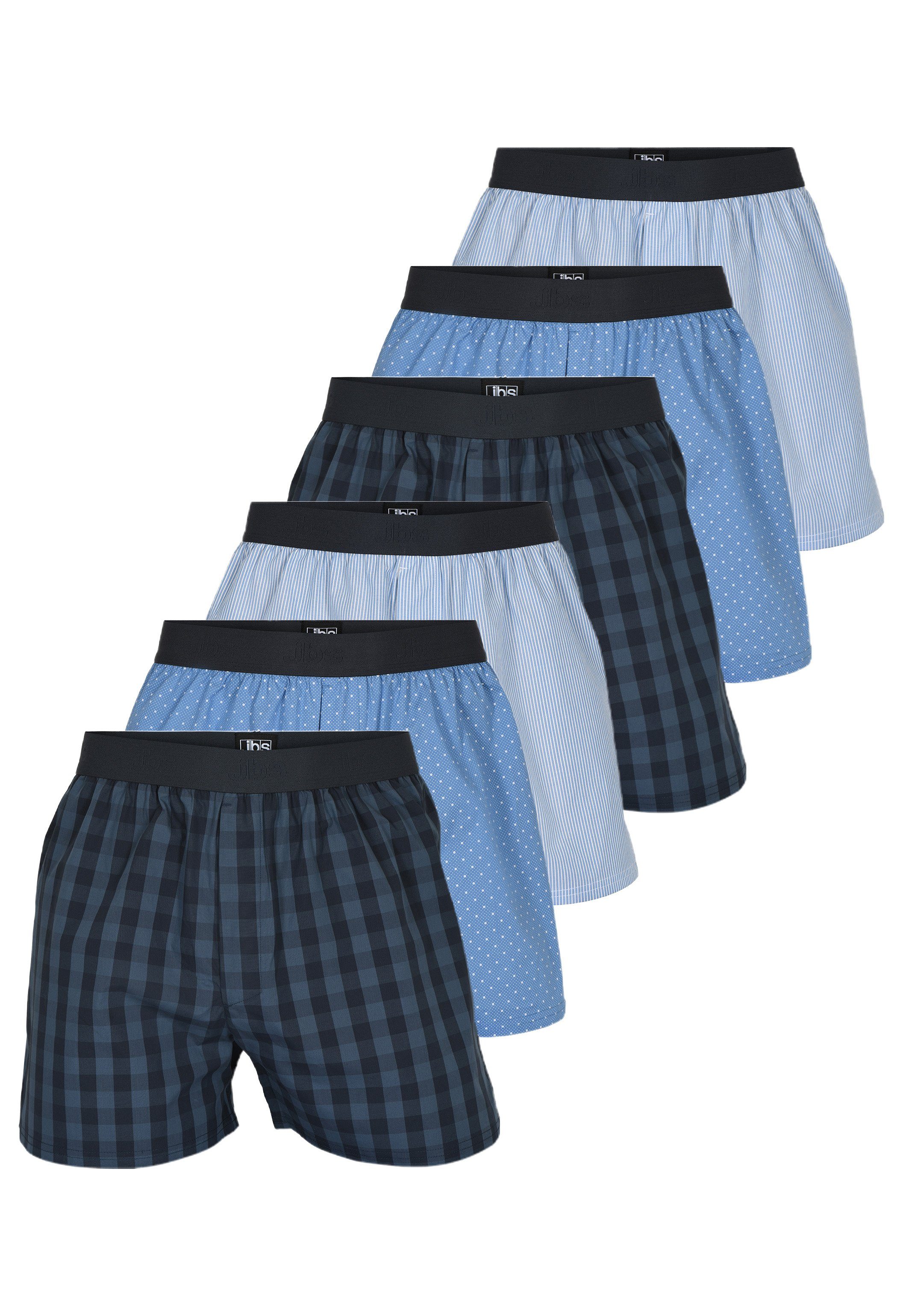 jbs Boxershorts 6er Pack Organic Cotton (Spar-Set, 6-St) Boxershorts - Baumwolle - Ohne Eingriff - Atmungsaktiv Dunkelblau / Hellblau