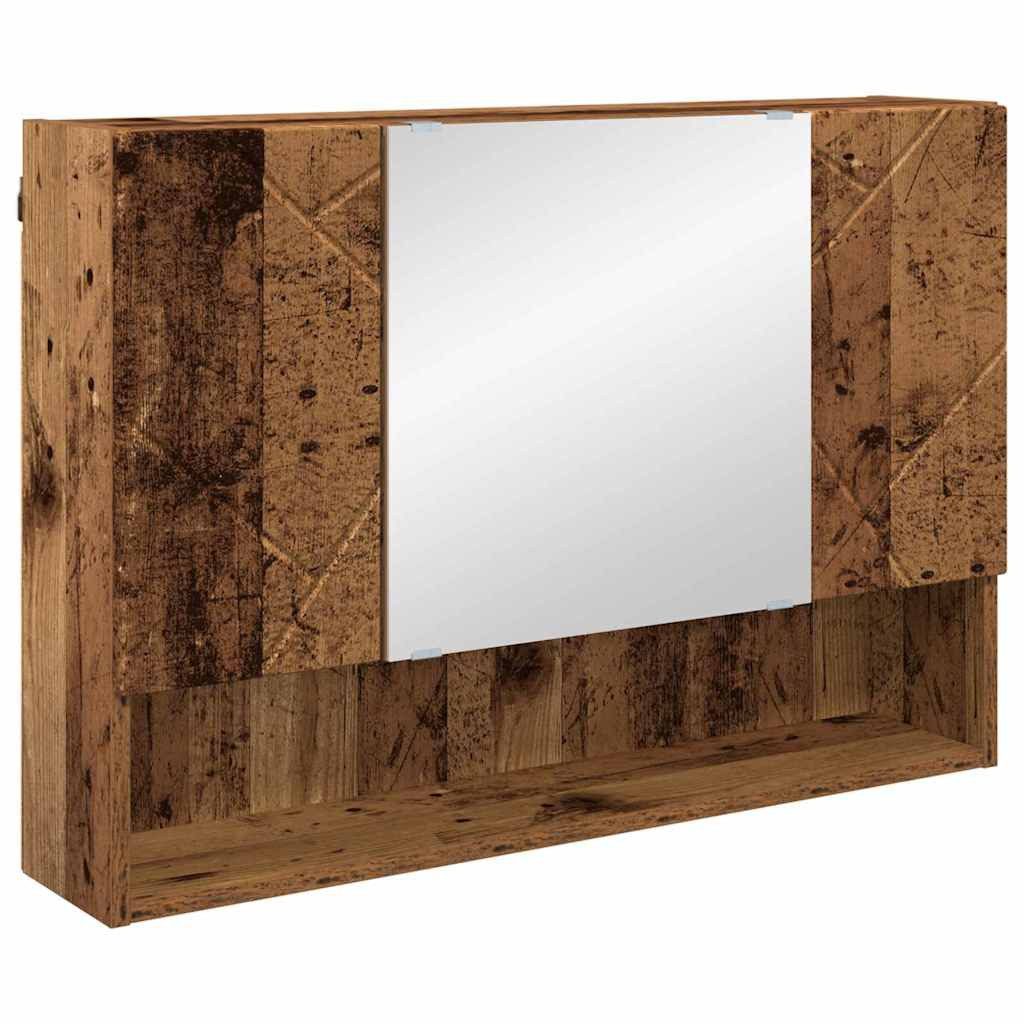 vidaXL Badezimmerspiegelschrank Badezimmer-Spiegelschrank Altholz 80 x 17 x 55 cm Holzwerkstoff (1-St)