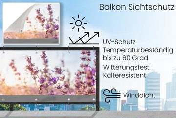 MuchoWow Balkonsichtschutz Lavendel - Nahaufnahme - Sonne - Blumen - Lila (1-St) Balkonbanner, Sichtschutz für den Balkon, Robustes und wetterfest