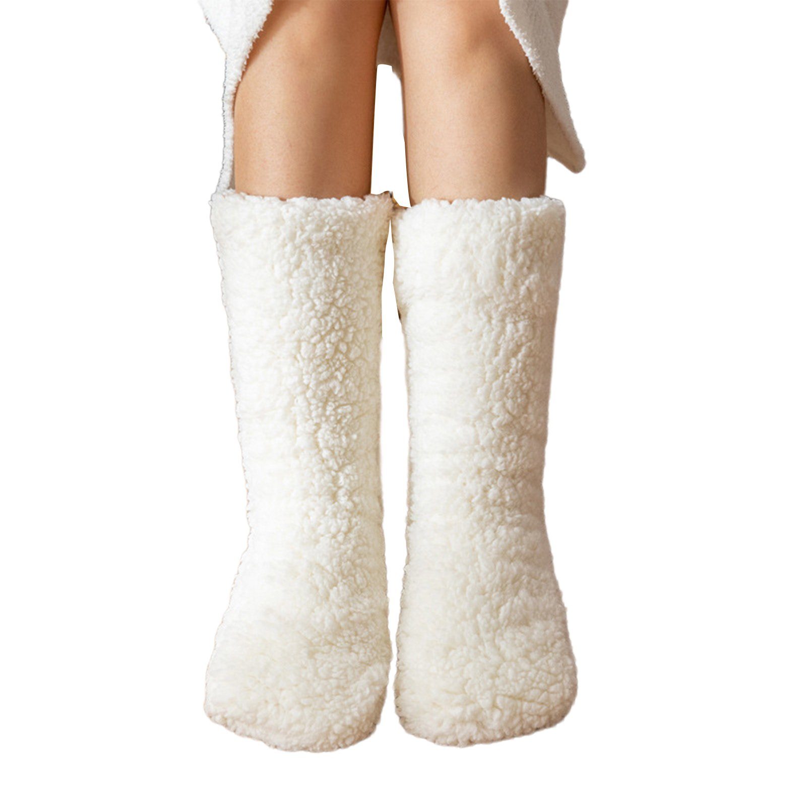Blusmart Langsocken Winter-Bodensocken, Verdickte Warme Socken, Bequeme Thermosocken Für doppelseitig samtweiß | Socken