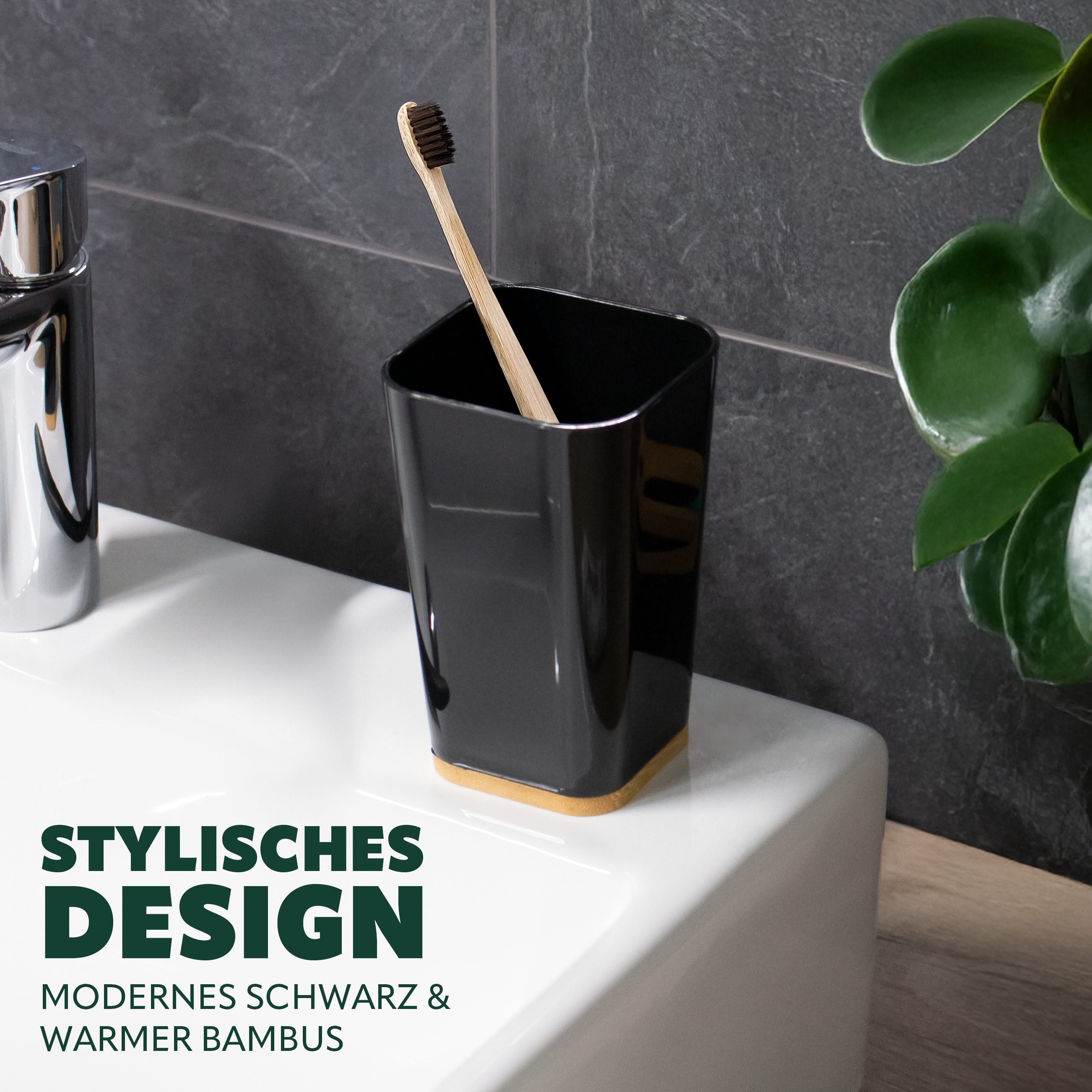 bremermann Zahnputzbecher Zahnputzbecher CALVI aus Bambus und Kunststoff, s günstig online kaufen