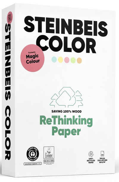 STEINBEIS Etiketten Color Lachs - Magic Colour - Recyclingpapier, A4, 80 g/qm, lachs, 500