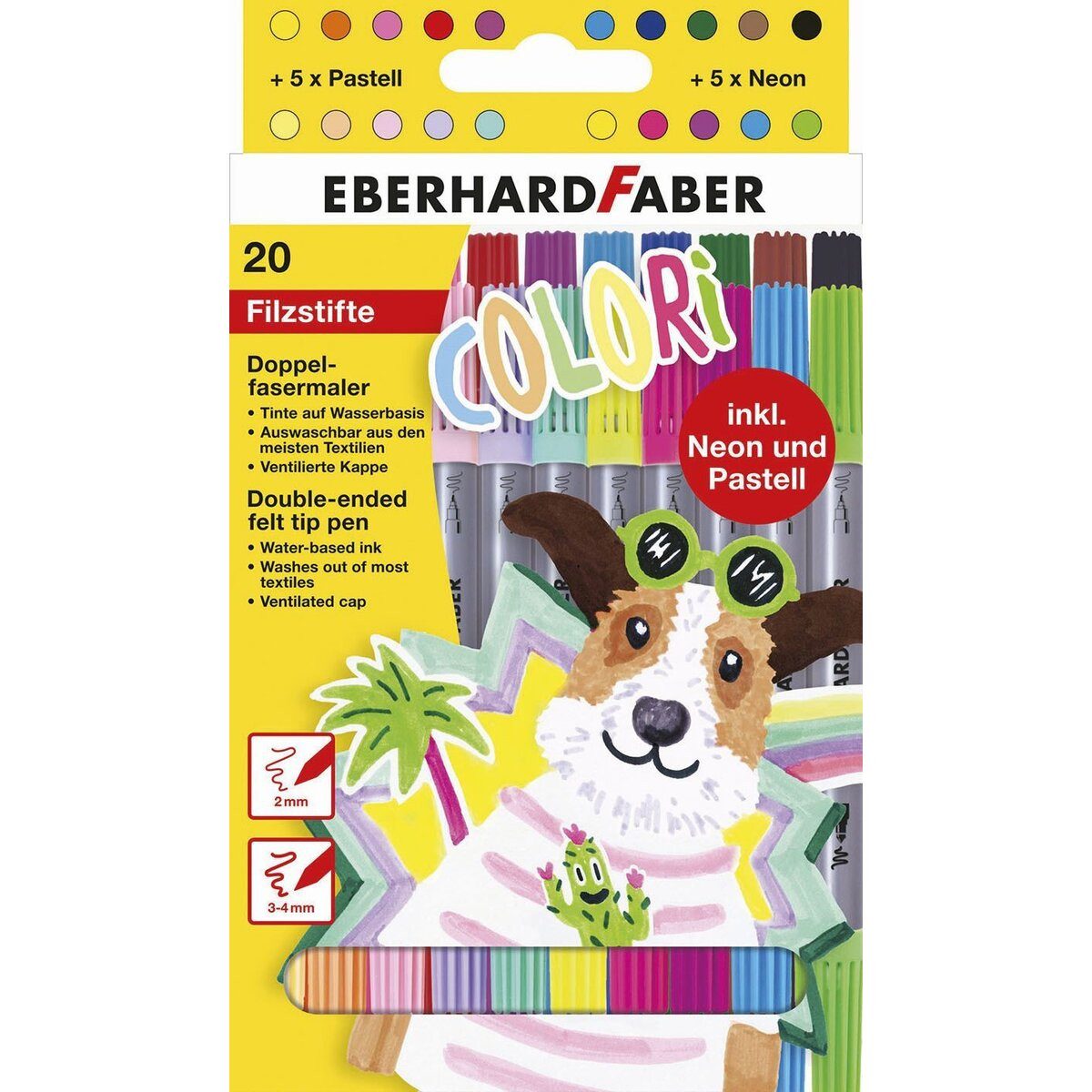 Eberhard Faber Filzstift Doppelfasermaler Colori - 20er Kartonetui sortiert.
