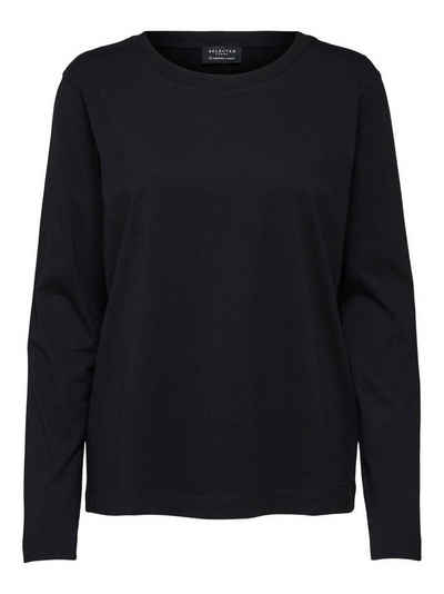 SELECTED FEMME T-Shirt Longsleeve Shirt Basic Sweater SLFSTANDARD Dünner Пуловери (1-tlg) 3831 in Schwarz