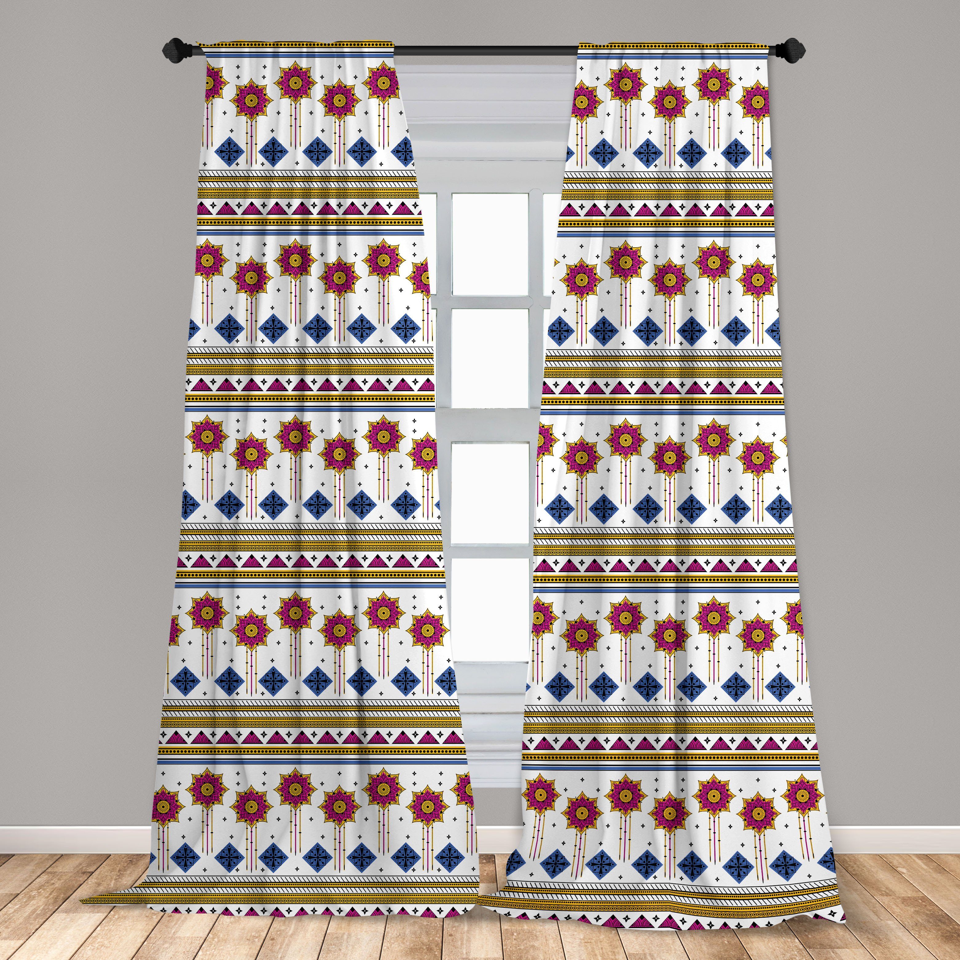 Gardine Vorhang für Wohnzimmer Schlafzimmer Maya Dekor, Stammes Kultur Microfaser, Folkloric Abakuhaus