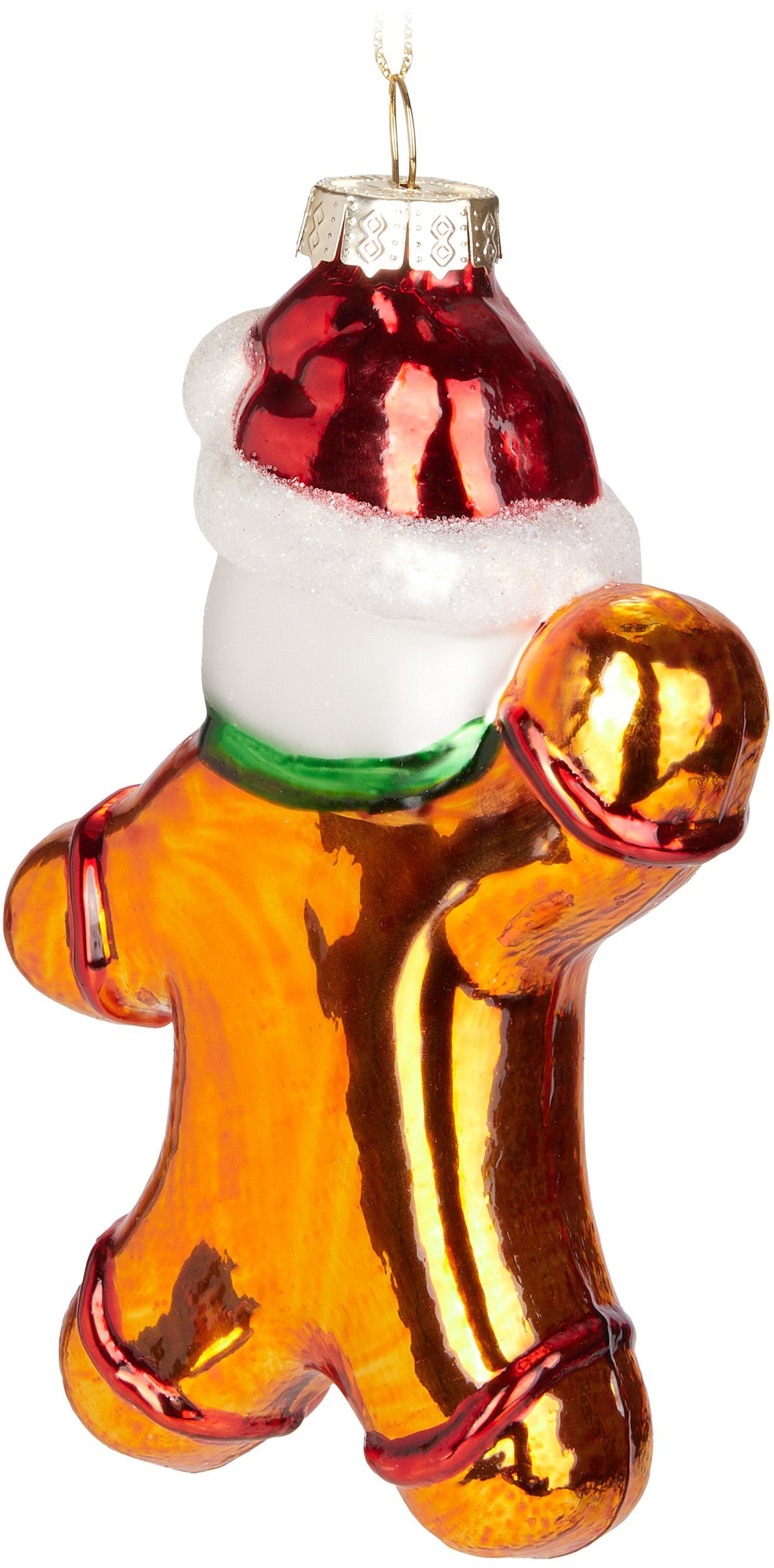 BRUBAKER Christbaumschmuck Lebkuchenmann Glas Baumkugel 12,7 (1-tlg), - Braun Man - aus Handbemalte Lebkuchen cm Weihnachtskugel Lustige Mundgeblasene Weihnachtsbaumkugel Anhänger Gingerbread Figur Deko