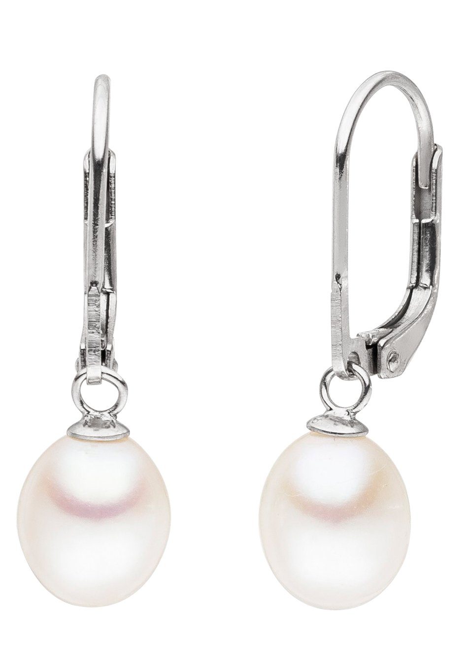 Firetti Paar Ohrhänger Schmuck Geschenk Ohrschmuck Patentbrisur Perle, Made in Germany - mit Süßwasserzuchtperle
