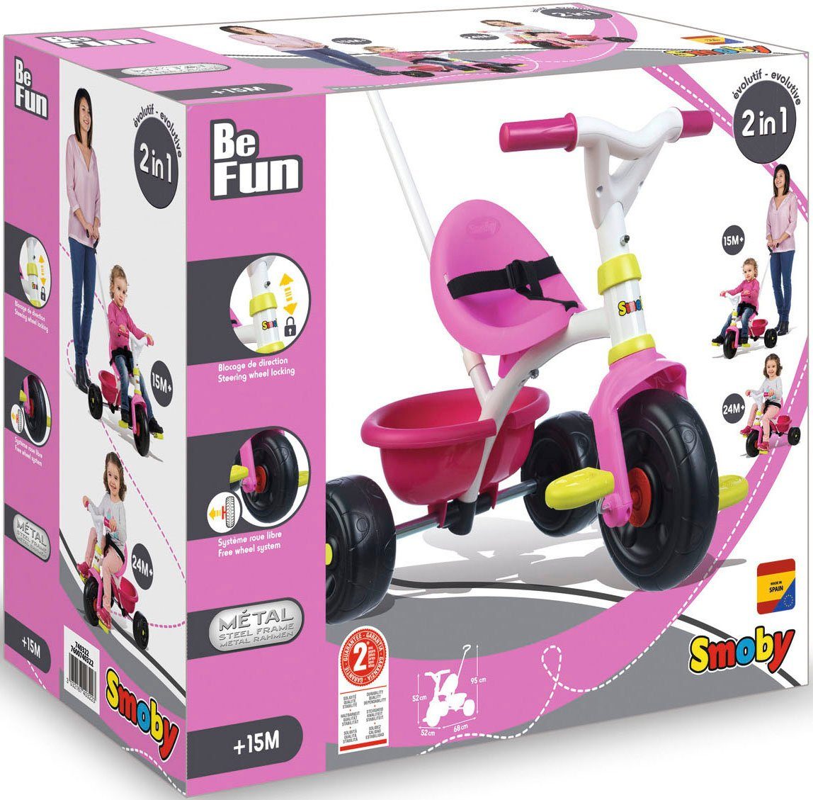 Smoby Dreirad in Be rosa, Fun, Europe Made