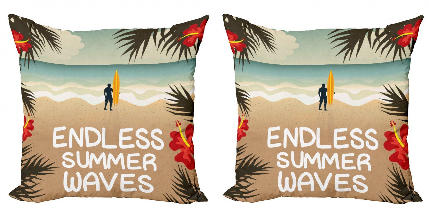 Waves Accent Modern Endless Stück), Abakuhaus Doppelseitiger (2 Digitaldruck, Beach Kissenbezüge Summer Elefant