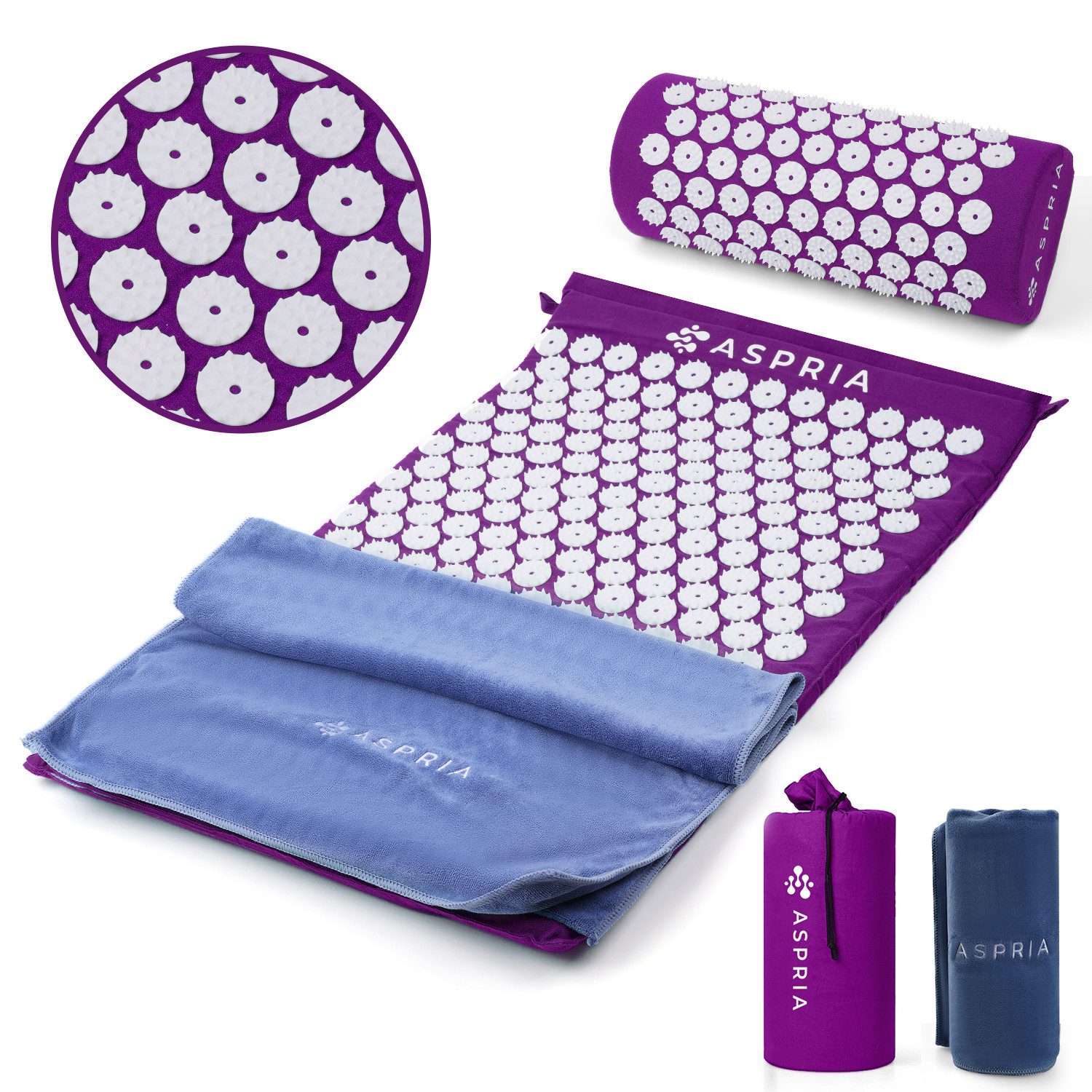 Yogamatte Akupressur-Set, Akupressurmatte & Akupressurkiss zur Entspannung
