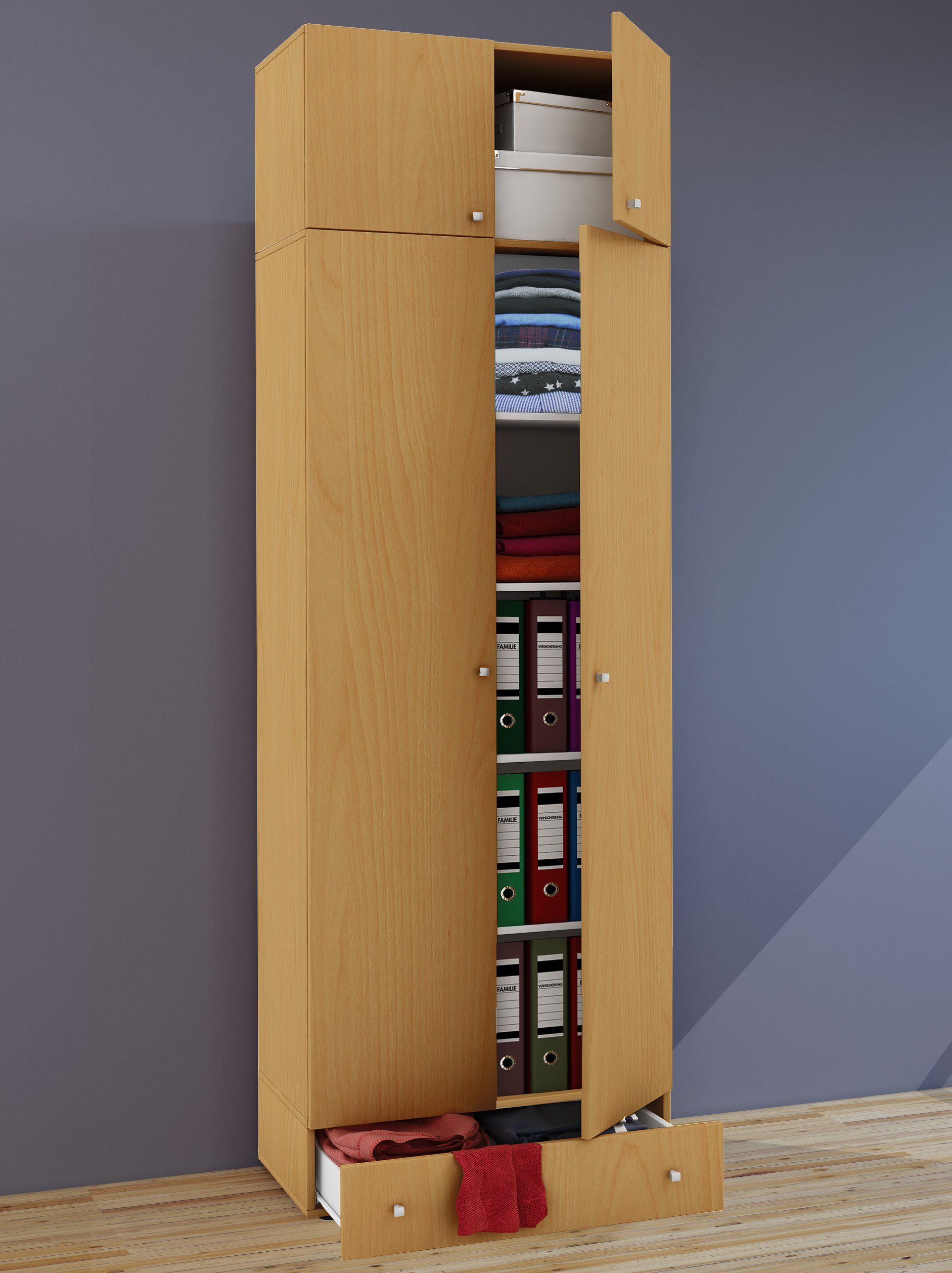 VCM Kleiderschrank Schlafzimmerschrank Vandol B. 70 x H. 238 x T. 40 Holz Kleiderschrank, erweiterbar