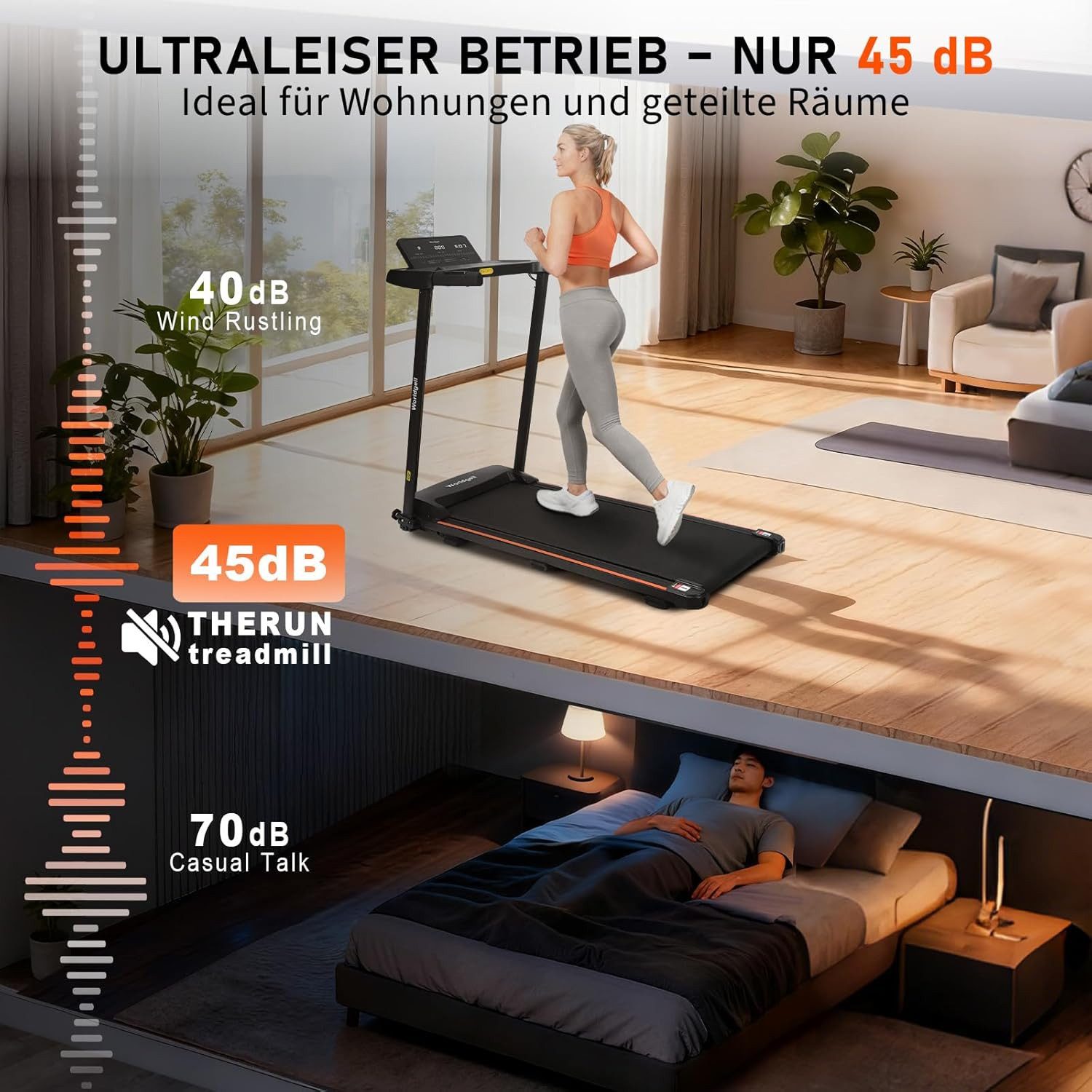 ZMH Laufband für Zuhause 14 km/h - Laufband Schreibtisch Klappbar mit Steigung 7%, LCD-Display, 2.0HP Walking Jogging Pad, Fernbedienung