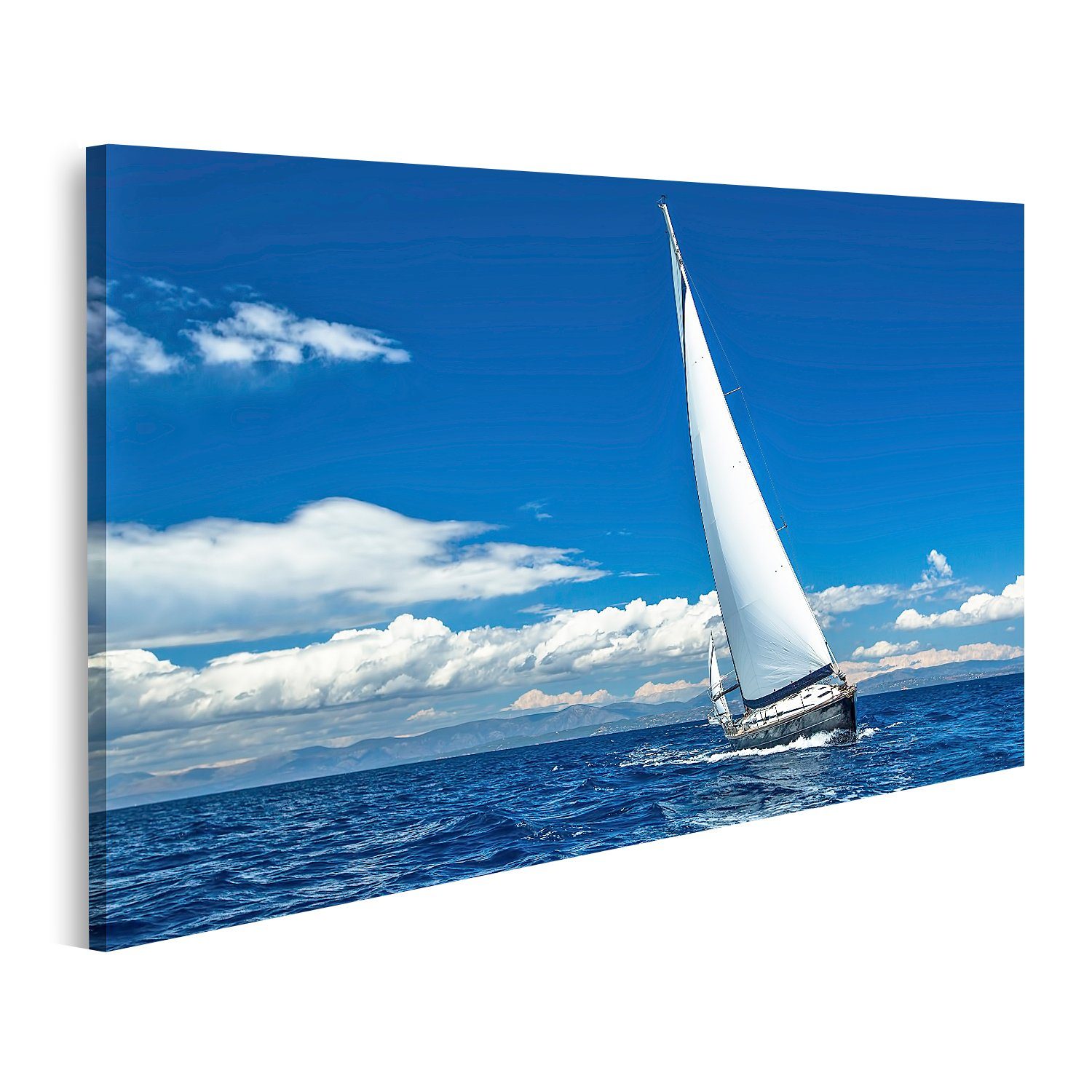 Leinwandbild Bild auf Leinwand Segelschiff Yachten mit weißen Segeln auf dem offene