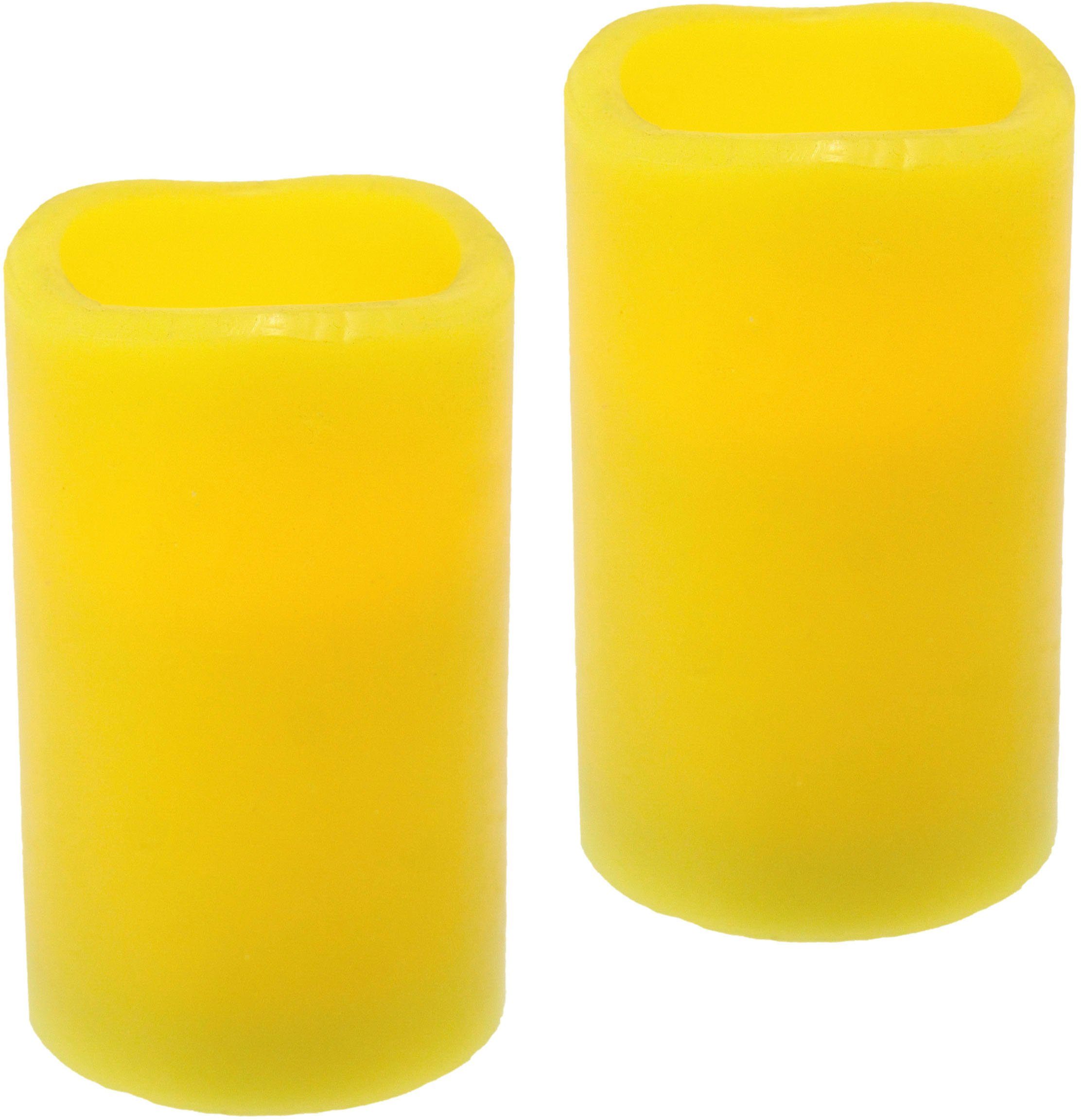 LED-Kerze LED-Kerzen Flackernd Warmweiß 2er Set Stumpenkerze Deko Valentinstag