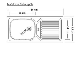 Kochstation Küchenzeile KS-Lani, mit MDF-Fronten, Breite 240 cm, wahlweise mit E-Geräten, Höhen-Ausgleichsfüße 0-4 cm