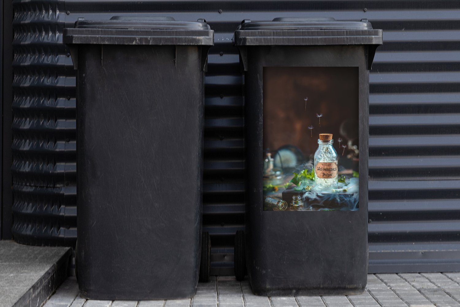 Fläschchen mit Mülleimer-aufkleber, (1 MuchoWow Abfalbehälter Gift Sticker, Wandsticker Container, St), Mülltonne,