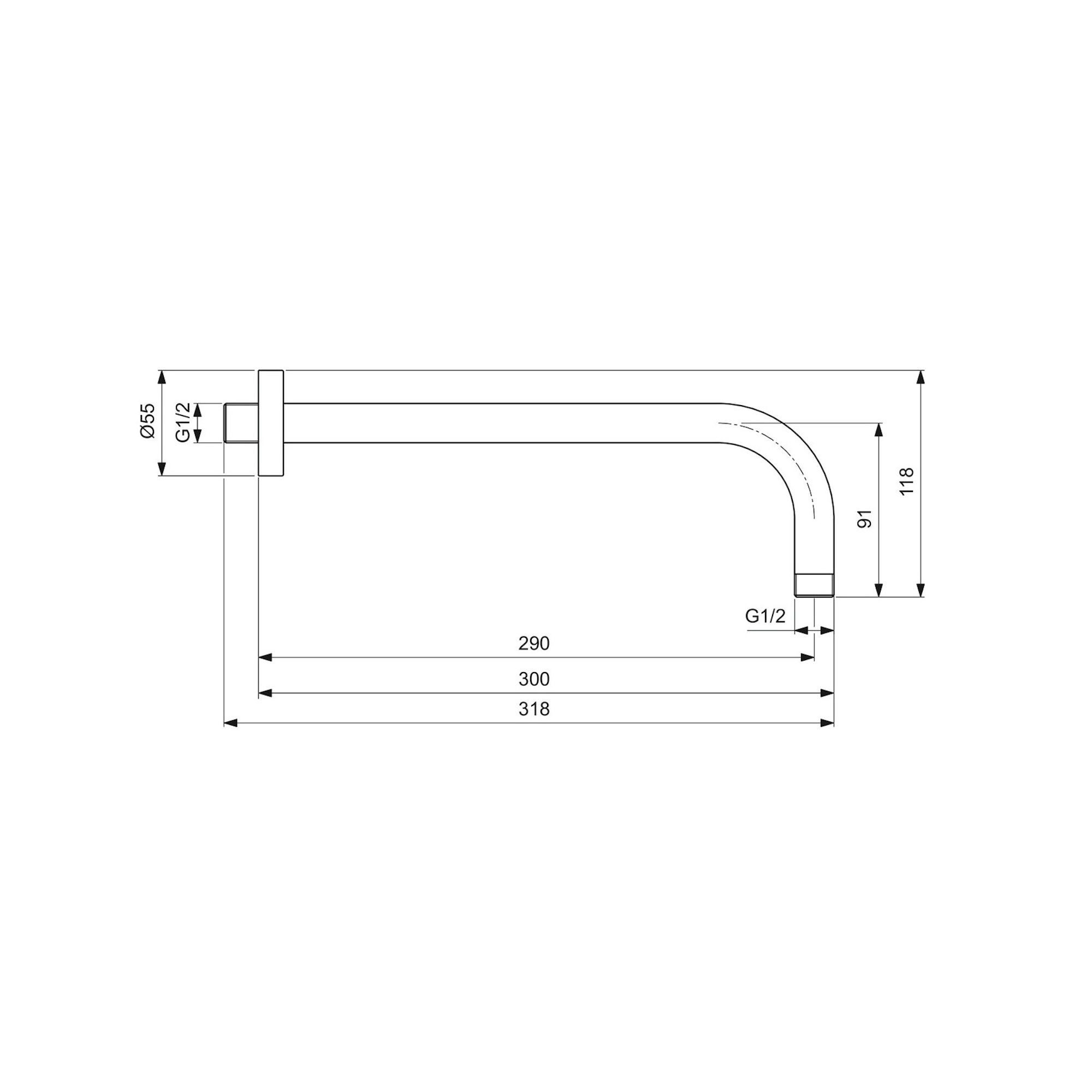Ideal Standard Brausearm Brausearm Wandanschluss IDEALRAIN 300 mm B9444AA