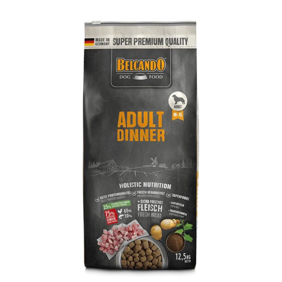 Belcando Adult Dinner - besonders gut verträgliches Trockenfutter mit Geflügel, Trockenfutter für: Hunde