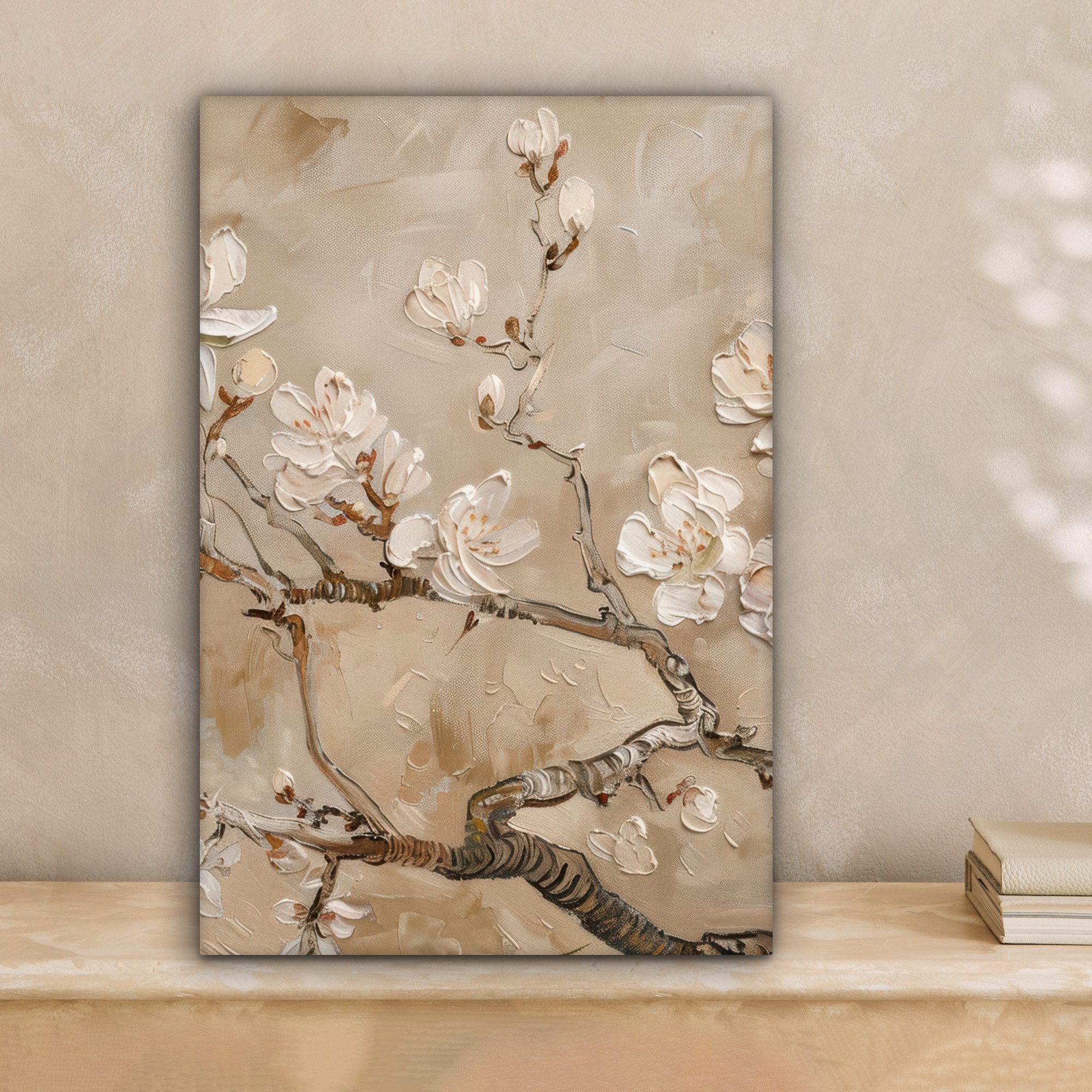 OneMillionCanvasses® Leinwandbild Blumen - Modern - Beige - Weiß - Blüte, F günstig online kaufen