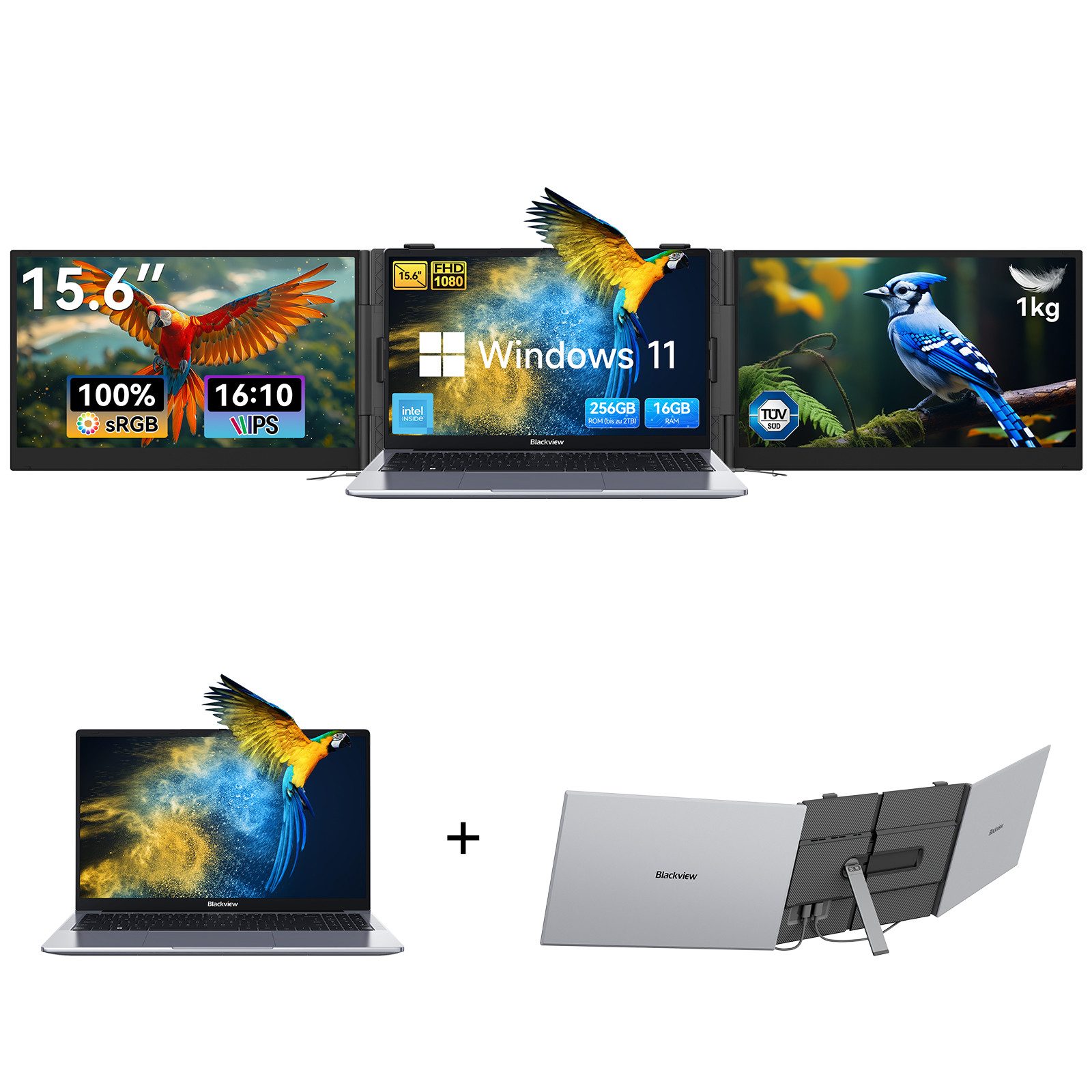 blackview 15,6" Acebook6 Intel Twin Lake N150 256/512GB Win 11 Notebook (Intel N150 Intel Twin Lake N150, 16 GB, 04 GB SSD, 180° Drehung/Low Blue Light-Zertifizierung/Deutsche Tastaturaufkleber)