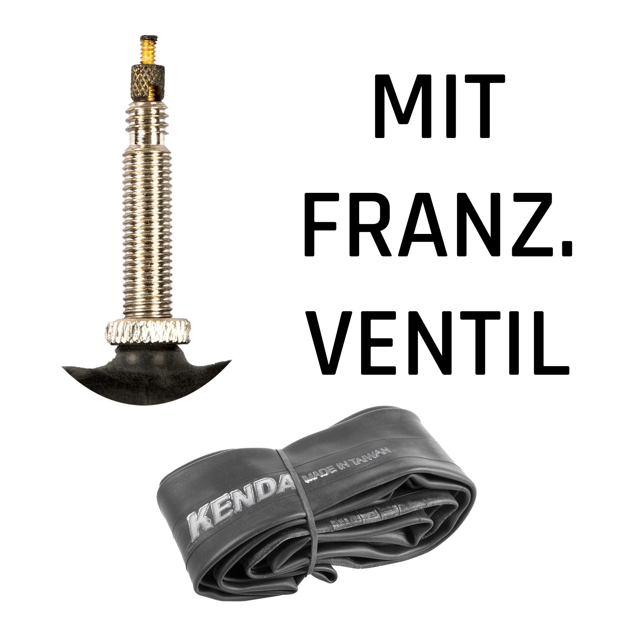 KENDA Fahrradschlauch Schlauch, 700c, (Einzelpack, 1-St), Fahrradschlauch 12 - 29 Zoll Auto Schrader Dunlop Französisches Ventil