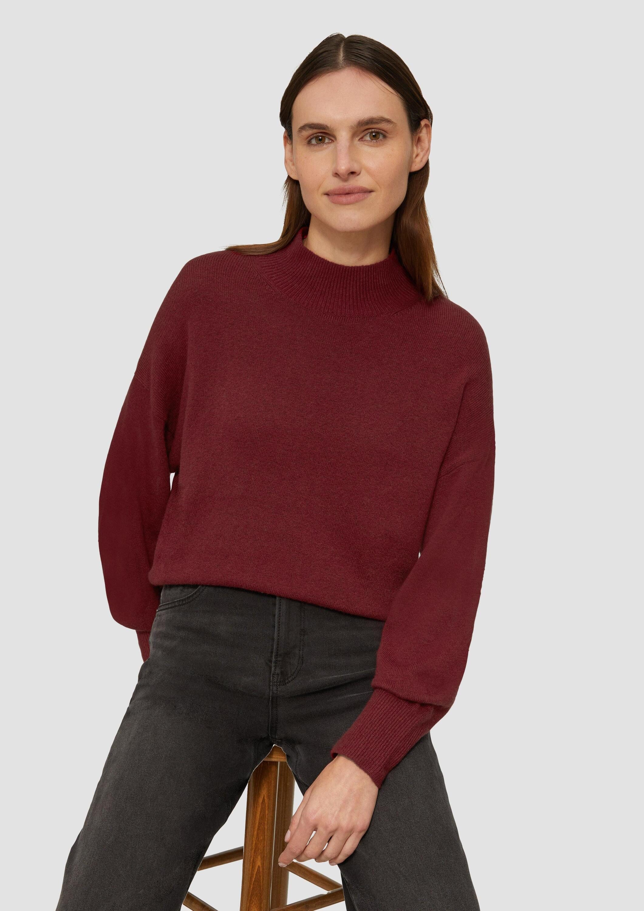 s.Oliver Longpullover Strickpullover Strickpullover im Relaxed Fit mit Stehkragen