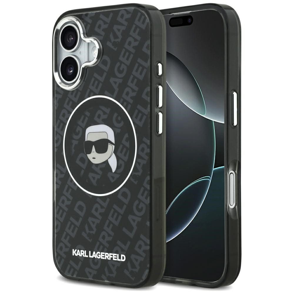 KARL LAGERFELD Handyhülle Schutzhülle Magnethülle Handyschale 6,1 Zoll, MagSafe, erhöhte Ränder, Karl Head Logo