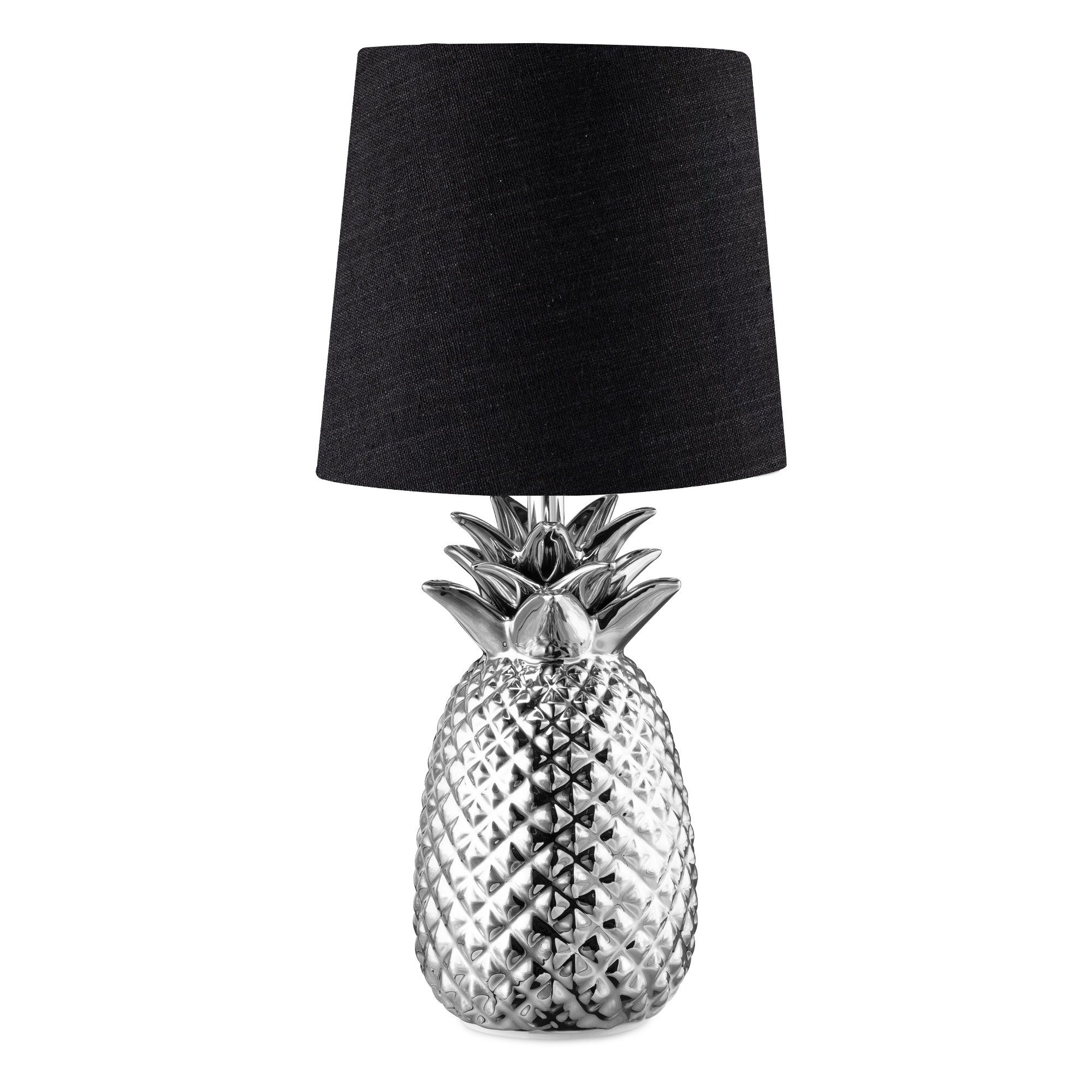 Navaris Tischleuchte mit Dekolampe Silber Tischlampe Design Ananas hoch - Gewinde 35cm E14 