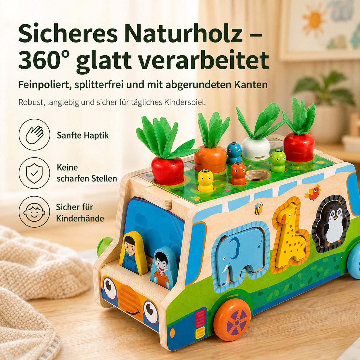 Fyrove Lernspielzeug Montessori Holzspielzeug, Motorikspielzeug als Geschenk für Kinder (Spar-Set, 1-St., Feinmotorik, Hand-Auge-Koordination, Bauernhof, Eltern – Bild 3 von 5