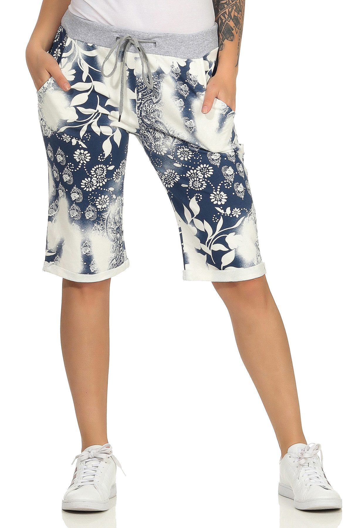 CLEO STYLE Sweatbermudas Sweat Bermuda 9 Beige Blume