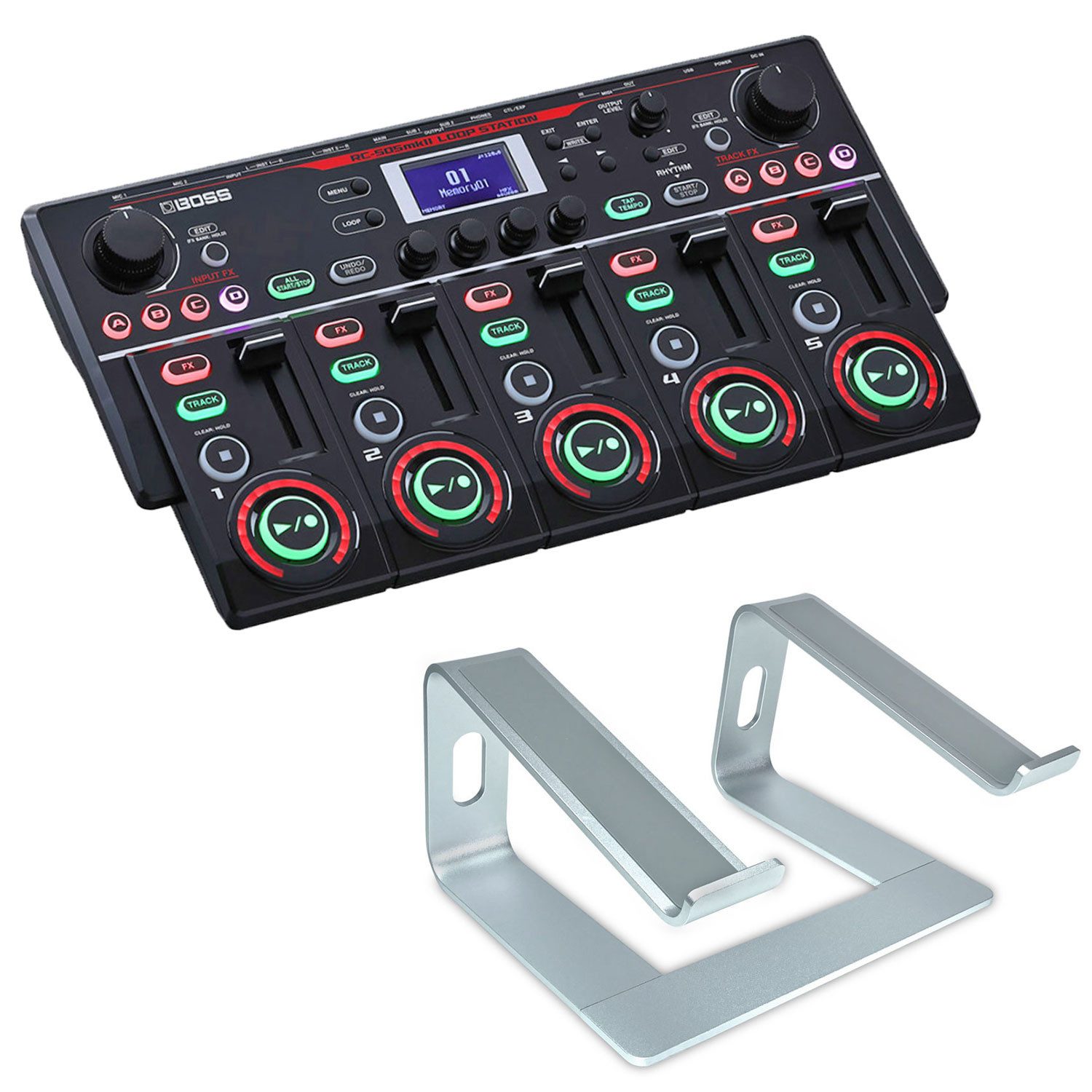 Mischpult Boss RC-505 MK II Loop Station mit Laptopständer Silberfarben