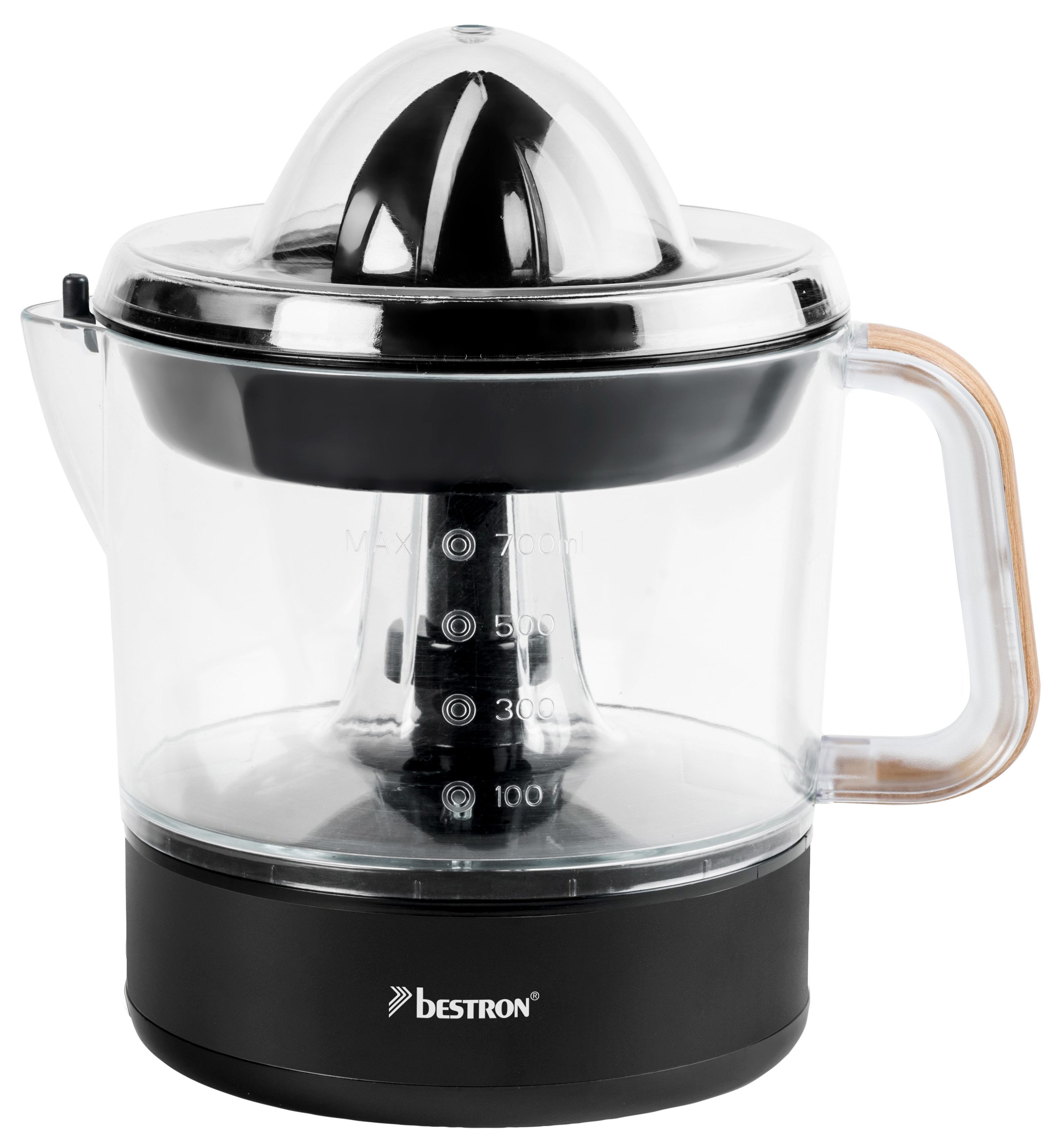bestron Zitruspresse ACJ350, 40 W, 700 ml mit 2 Presskegeln & Frischhaltedeckel