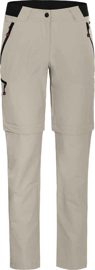 Bergson Zip-off-Hose VIDAA COMFORT Zipp-Off Damen Wanderhose, leicht, strapazierfähig, Kurzgrößen, beige