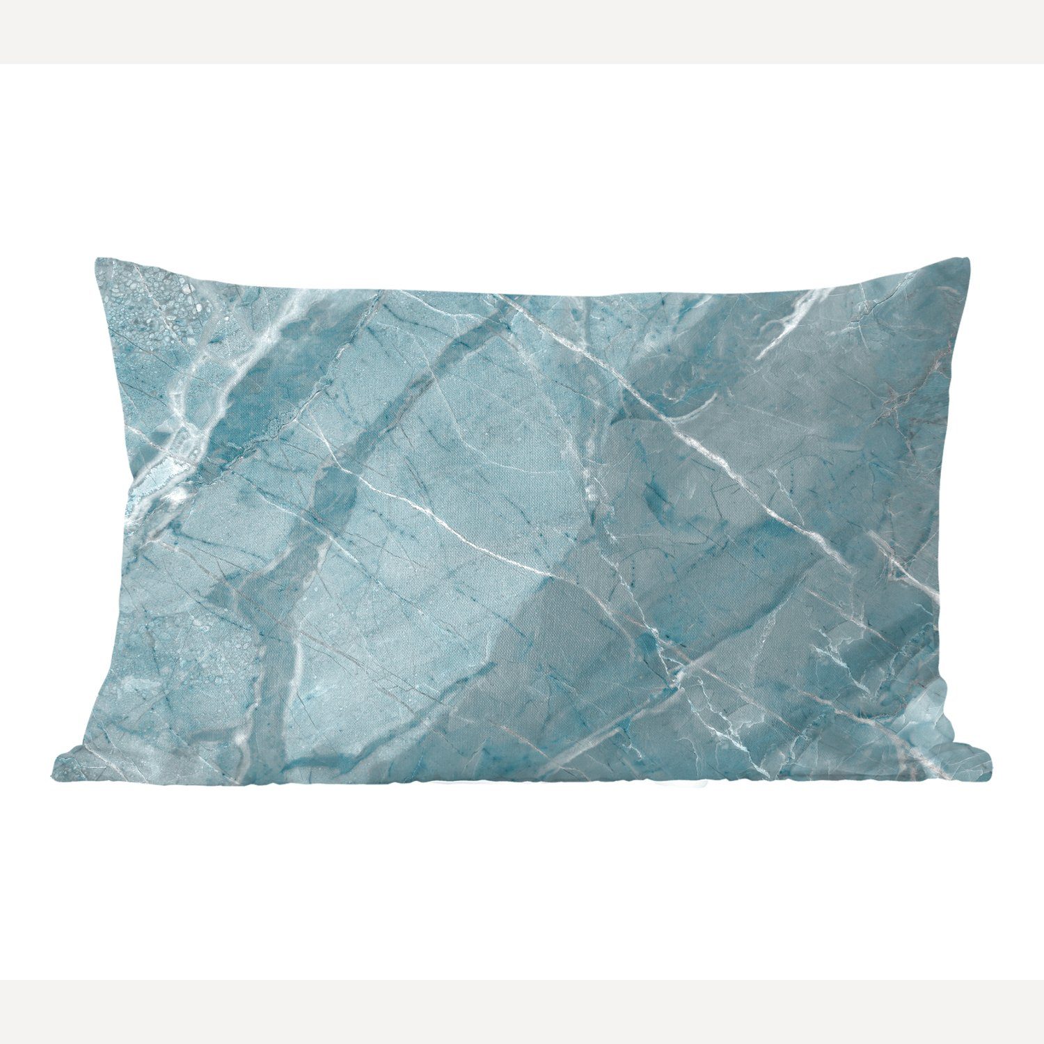 MuchoWow Dekokissen Pflastersteine - Blau - Weiß - Granit, Wohzimmer Dekoration, Zierkissen, Dekokissen mit Füllung, Schlafzimmer