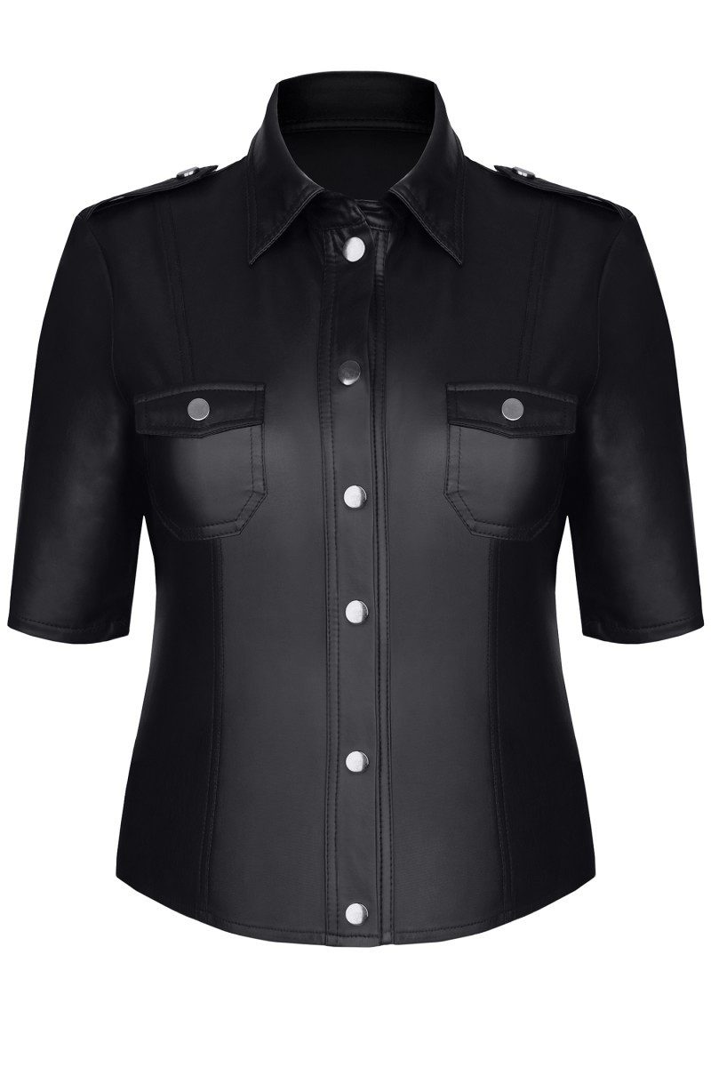 Demoniq Lederimitatjacke Jacke in schwarz - S