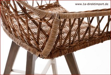 1a Direktimport Esszimmerstuhl Sessel mit Rattangeflecht - Rattanstühle mit Holzgestell - mediterran