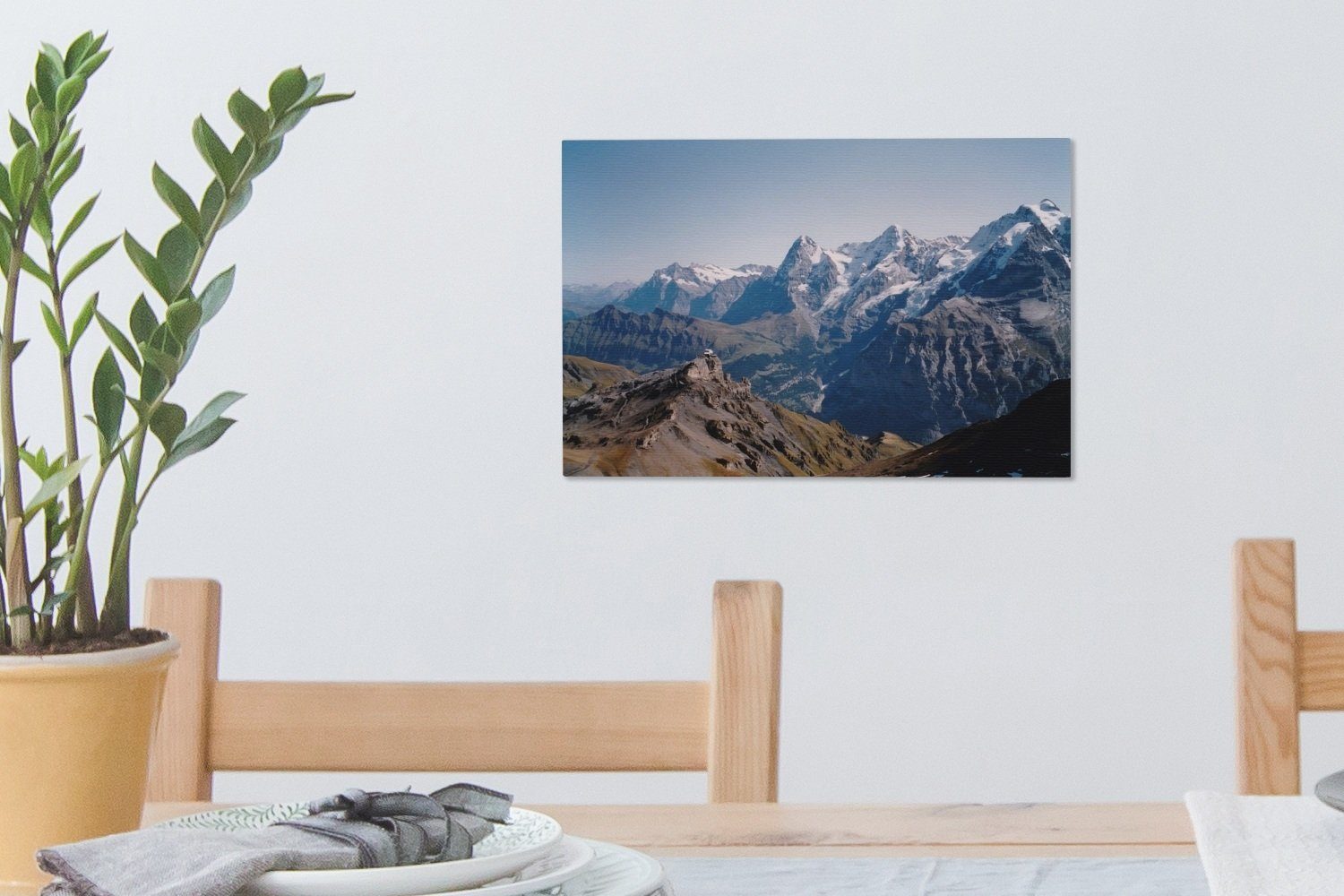 (1 der OneMillionCanvasses® Leinwandbild Schweiz, Schilthorns die cm Aufhängefertig, Wandbild Blick in Gipfel 30x20 auf St), Berner Alpen Wanddeko, des vom Leinwandbilder,
