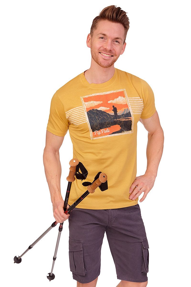 Piz Palü Outdoorjacke Trachtenshirt Herren - TREBGAST - honig, nadelgrün