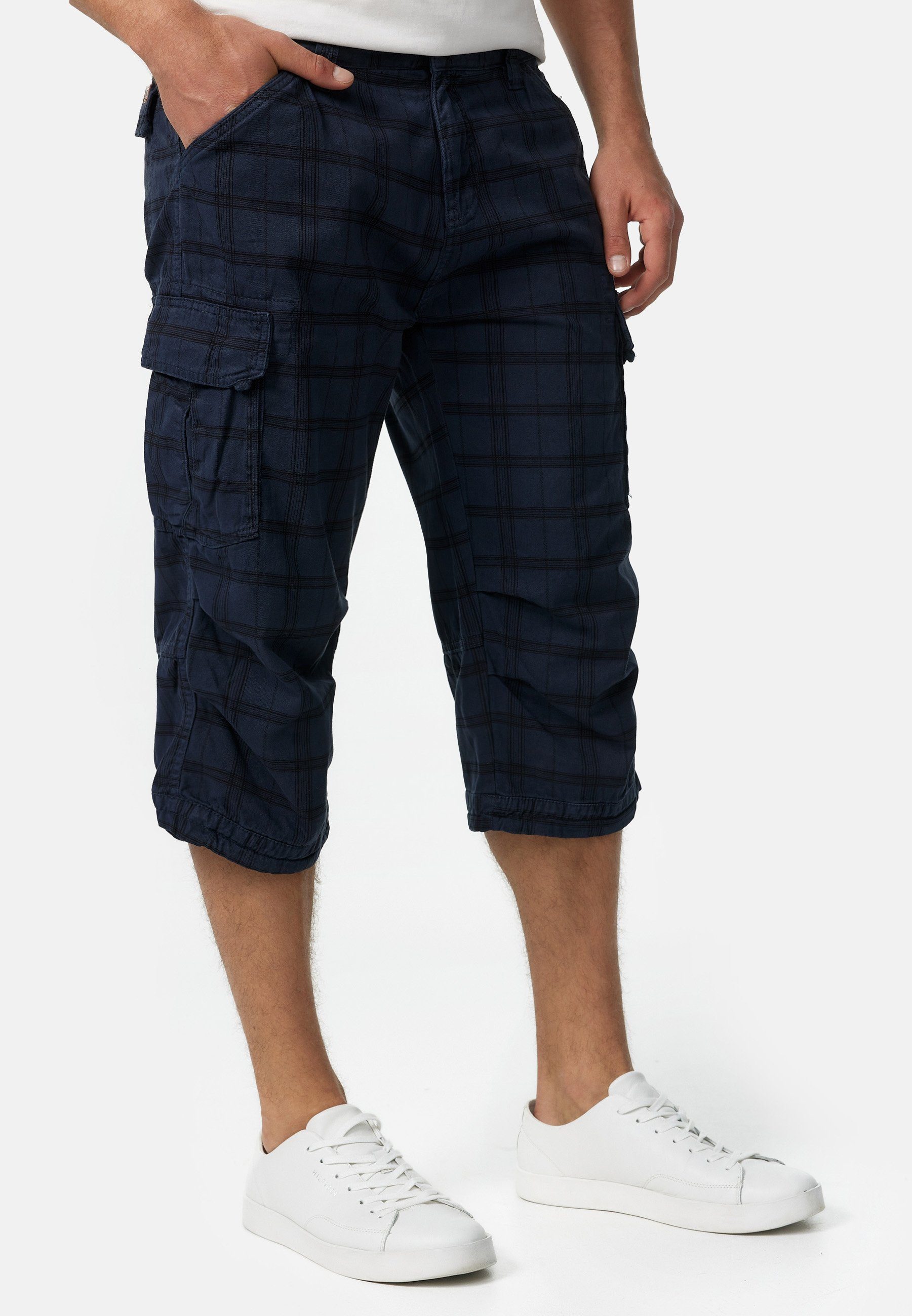 Nicolas Check Check Navy Cargoshorts Indicode