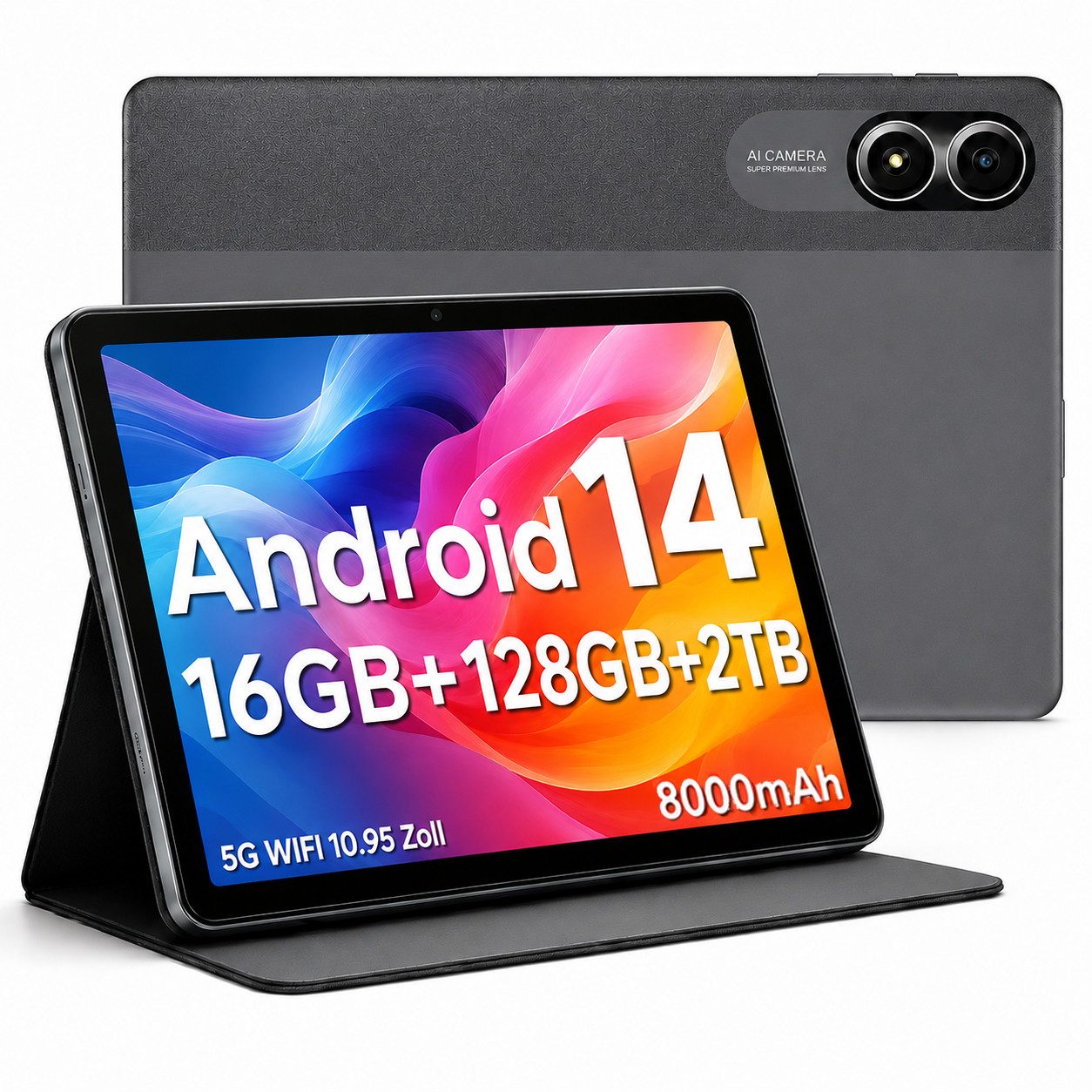 VASOUN TAB15 Tablet 11 Zoll,128 GB,8000 mAh Akku mit 18W Schnellladung Tablet (11", 128 GB, Android-Betriebssystem, ( 5G WiFi13MP,FHD Display,zwei Lautsprecher)