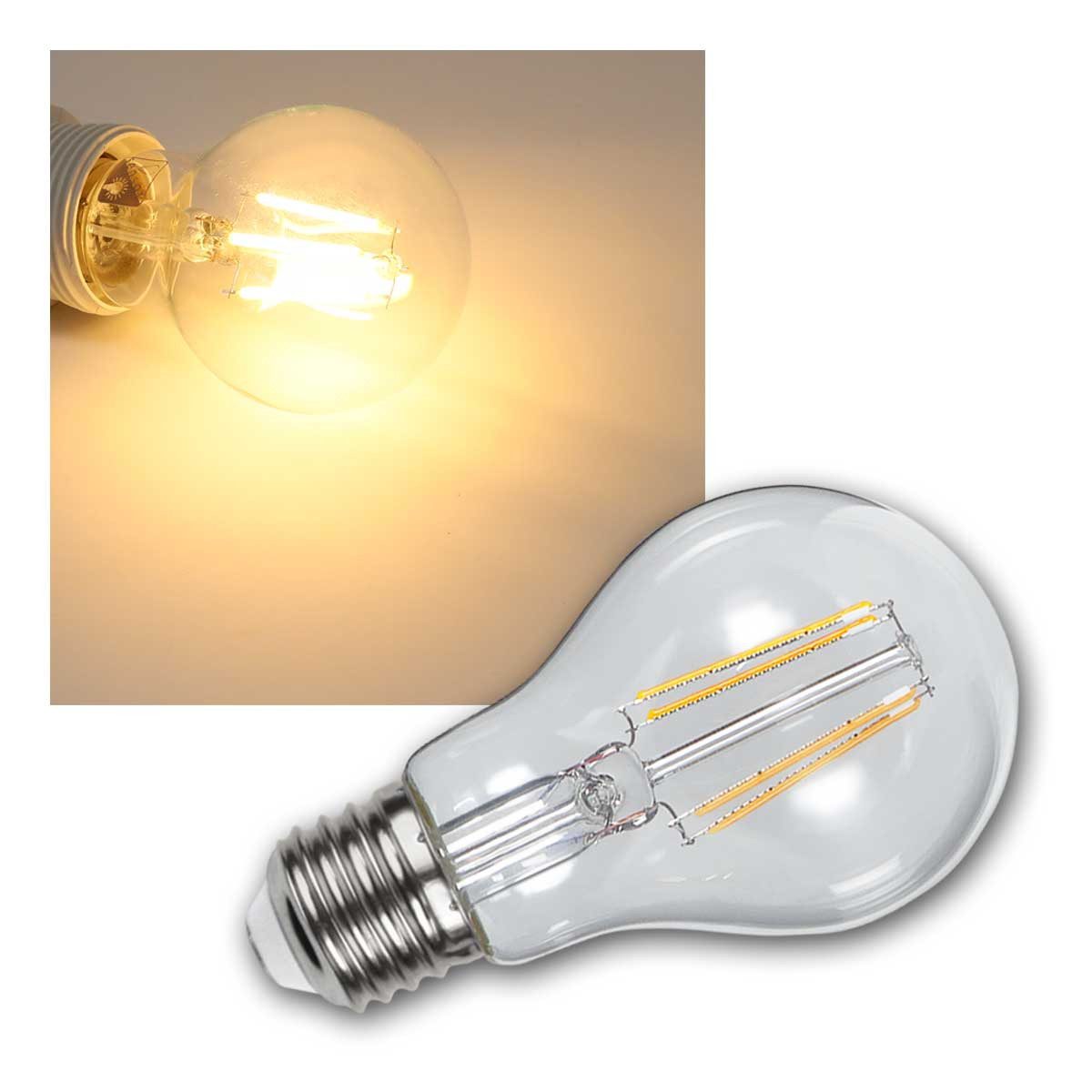 STAR TRADING LED-Leuchtmittel E27 Birne Dämmerungss. ww 450lm 4,2W Filament-LED, warmweiß