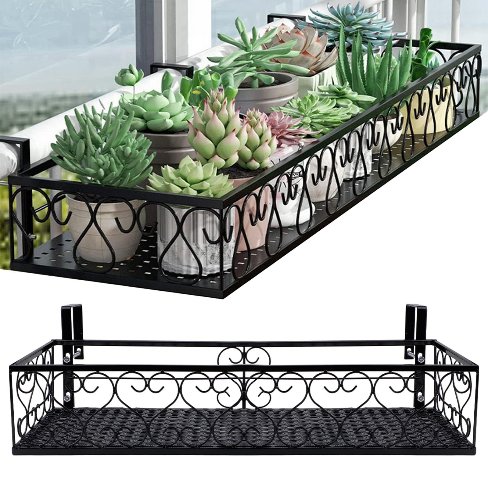 SURFOU Blumenständer Blumenständer Pflanzenständer 50x25x12cm, Geeignet für 6,5-cm-Geländer (1 St), Wohnzimmer Terrasse Fenster Garten Hof