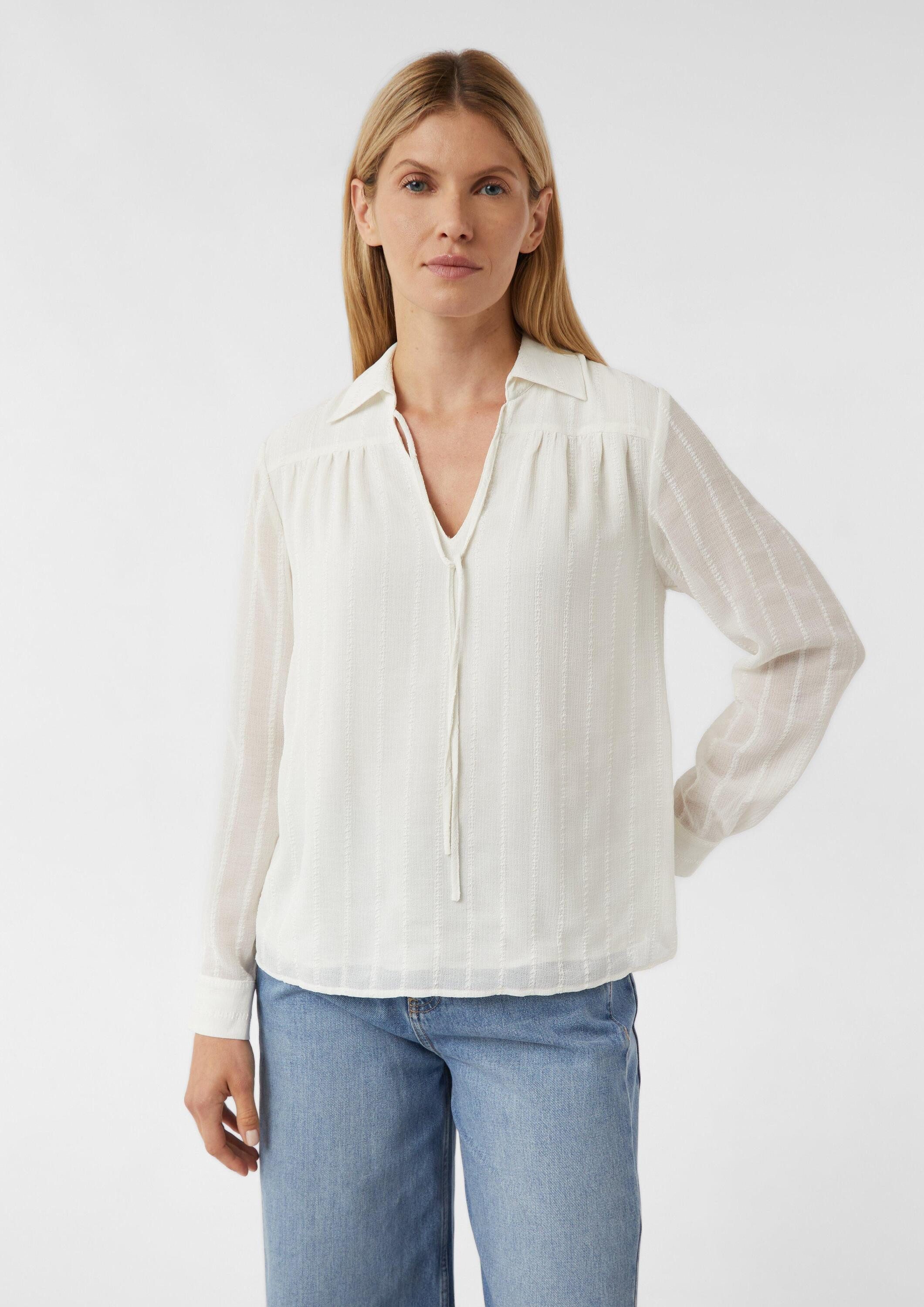 Langarmbluse Bluse Feminine Streifenbluse mit Bindedetail