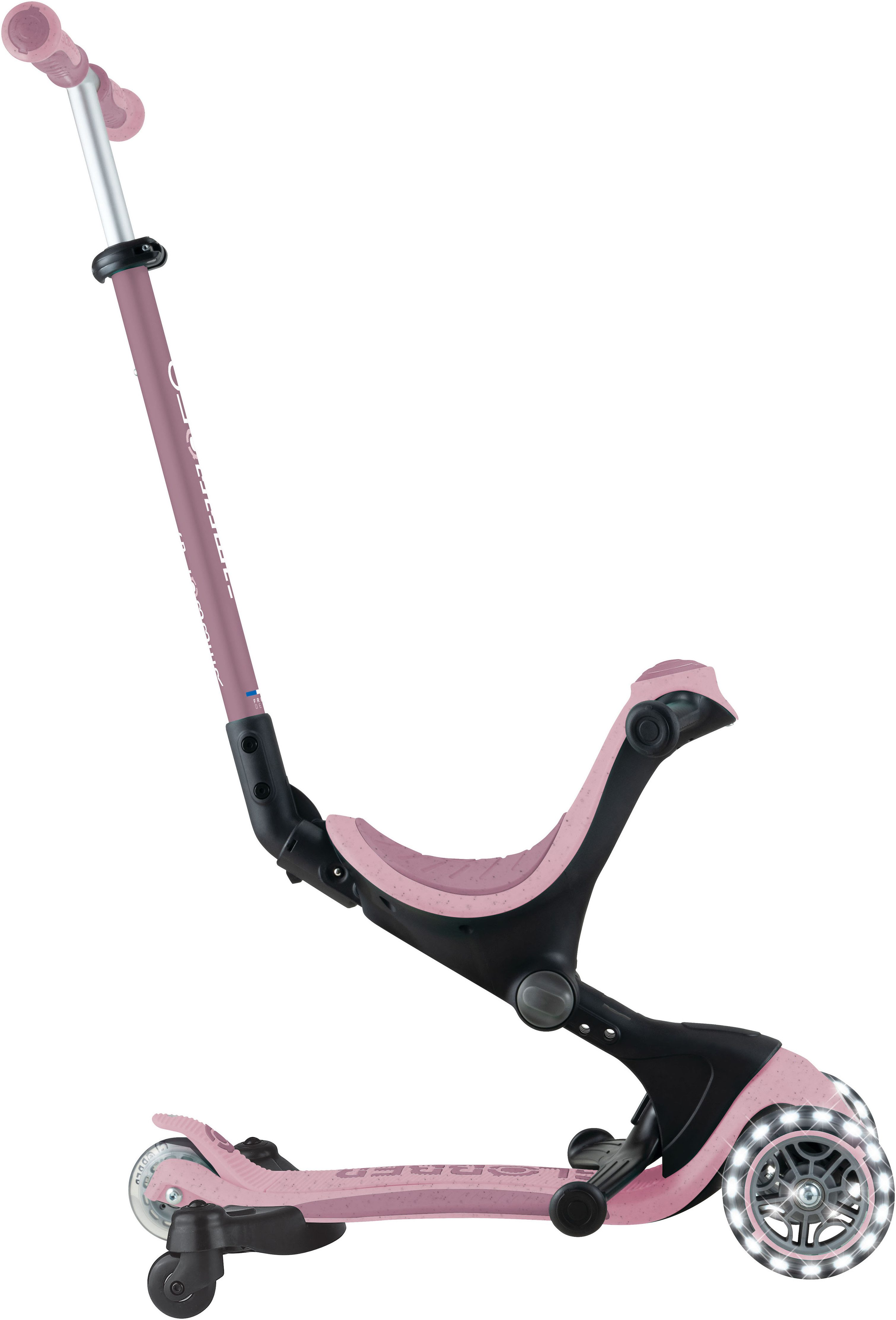 Globber Tretroller GO-UP DELUXE LIGHTS ECO 360, mit Leuchtrollen, Aufsitzrad mit Schubstange, Laufrad und Scooter