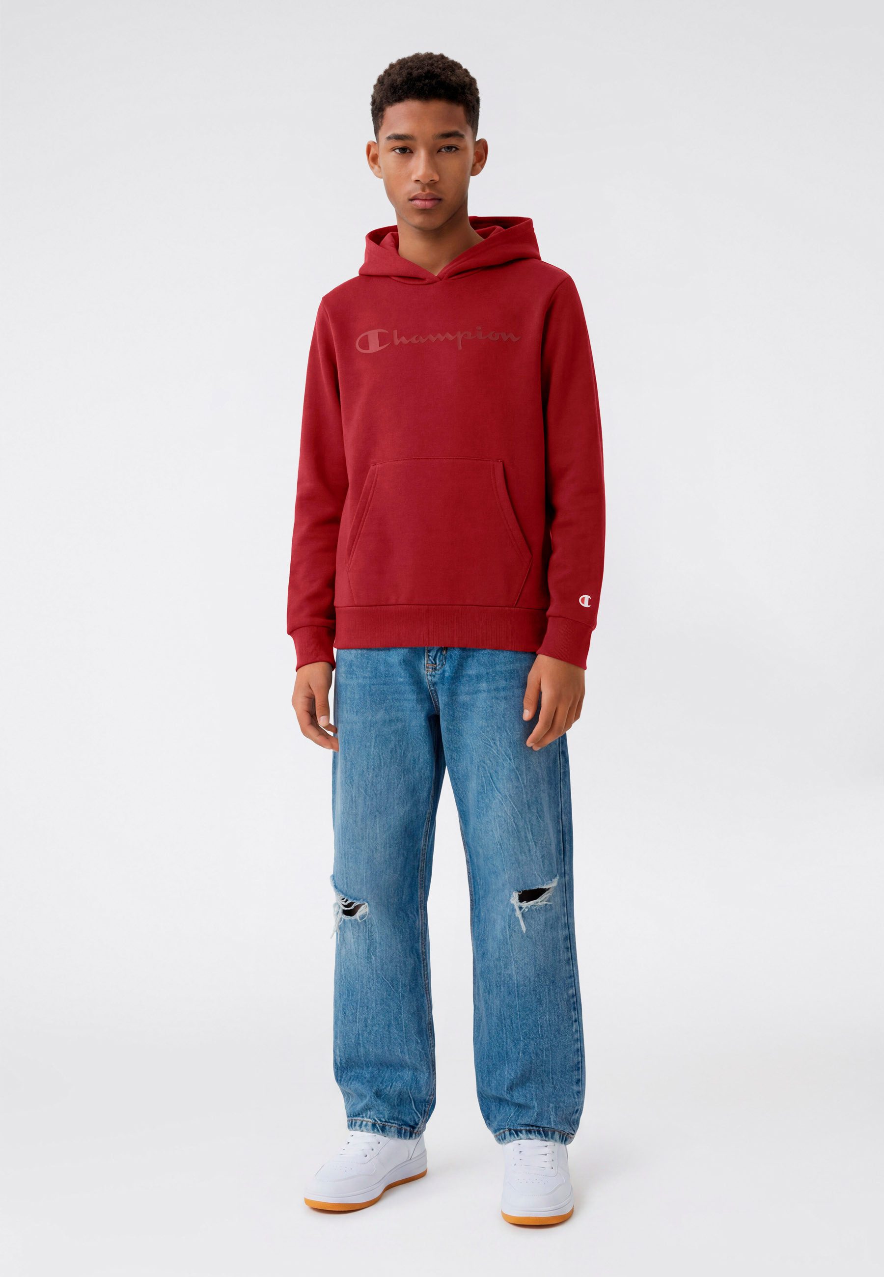 Champion Kapuzensweatshirt SPORTWEAR HOODIE Standard Fit für Kinder, mit Kapuze, aus Baumwolle und Polyester, Standard Fit