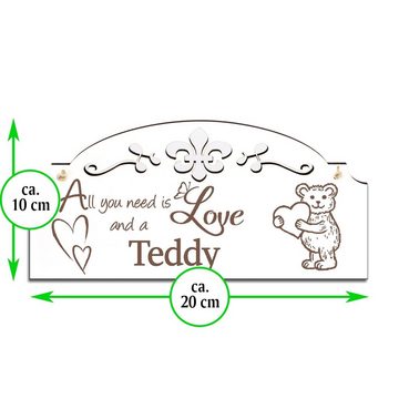 Dekolando Hängedekoration Teddy mit Herz Deko 20x10cm All you need is Love