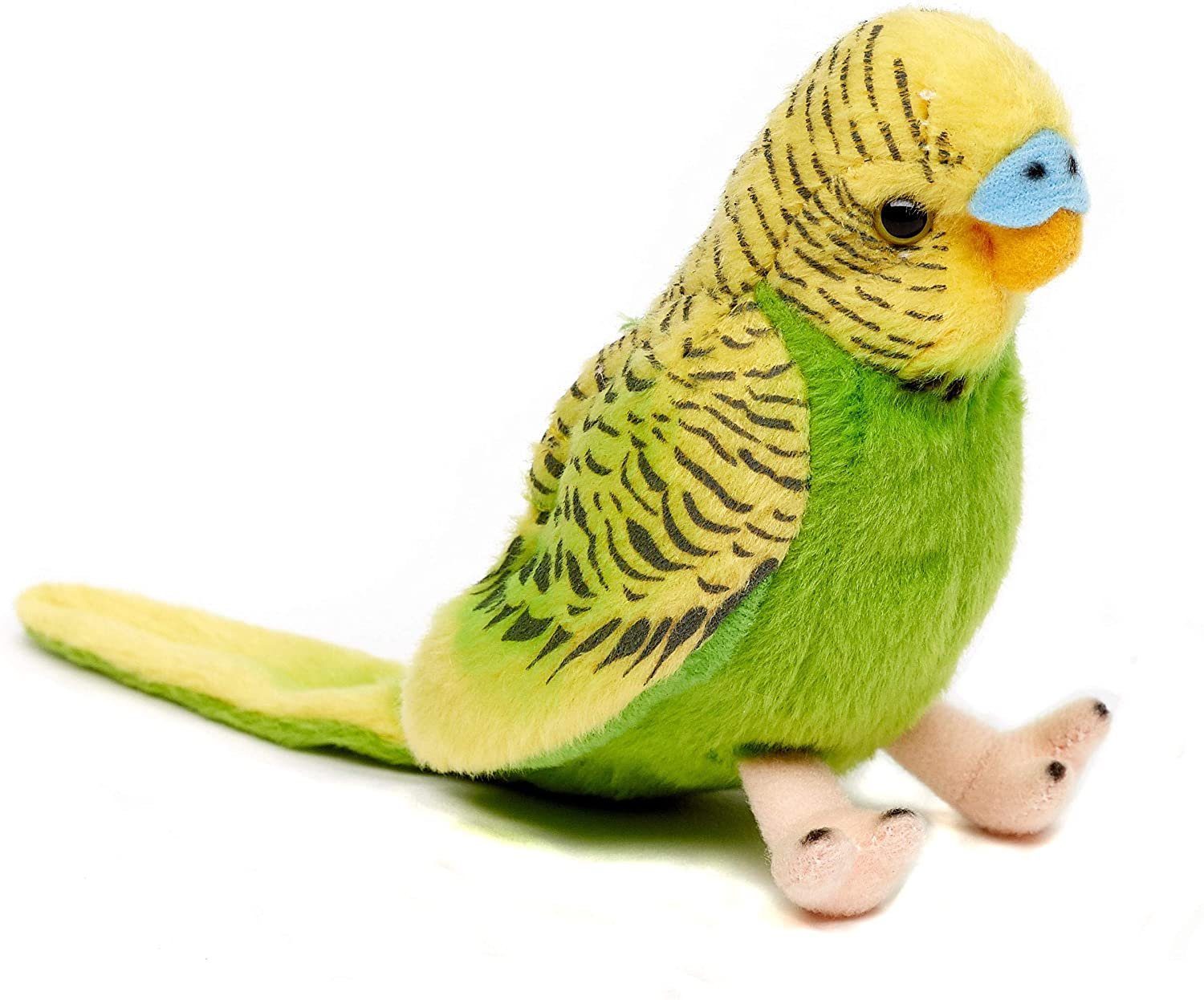 Uni-Toys Plüsch-Vogel, 100 % - 12 Kuscheltier Wellensittich blau/grün mit - Stimme, Plüschtier, zu Füllmaterial recyceltes cm
