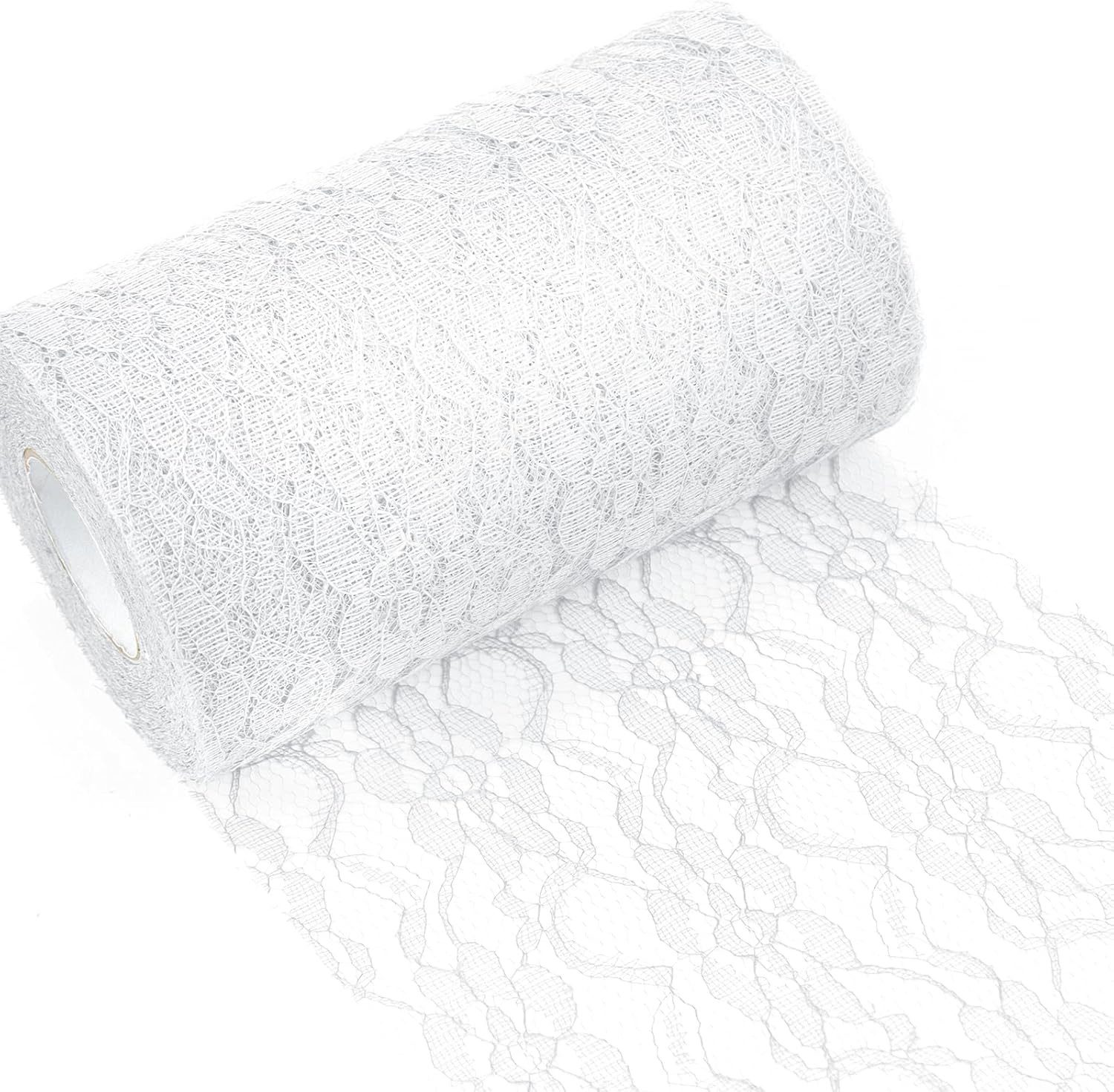 Diwzbyn Tischläufer Spitze Tischläufer Tischband Tischdecke Küche Esstisch Dekoration (15cm*22.8m), für Hochzeit Geburtstage Tischdekoration Kommunion Herbst Braut