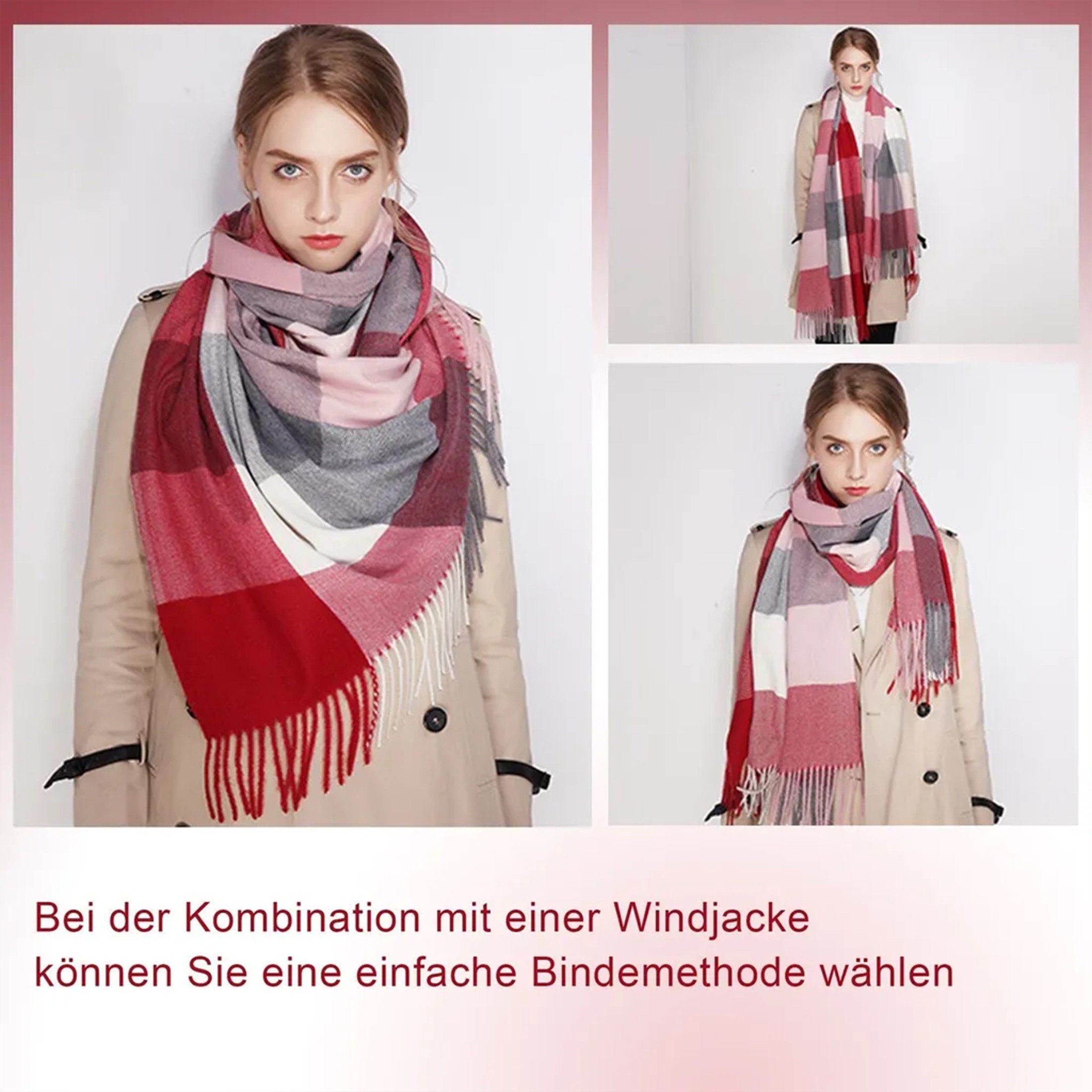 ibettertec Wollschal XXL-Schal Modeschal Warme Winter Schals Poncho 65x180c günstig online kaufen